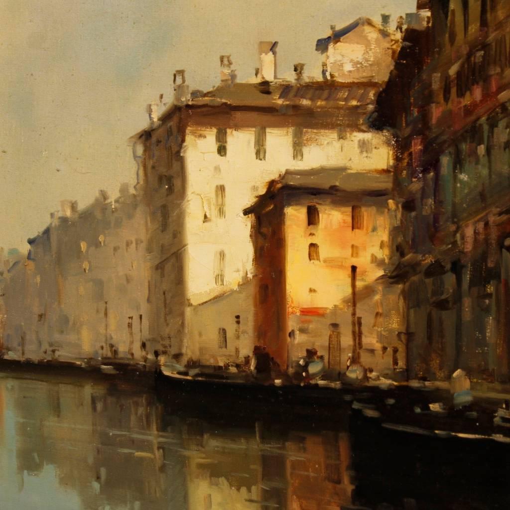 Late 20th Century Italian Venice View Signed Painting Oil on Canvas from 20th Century