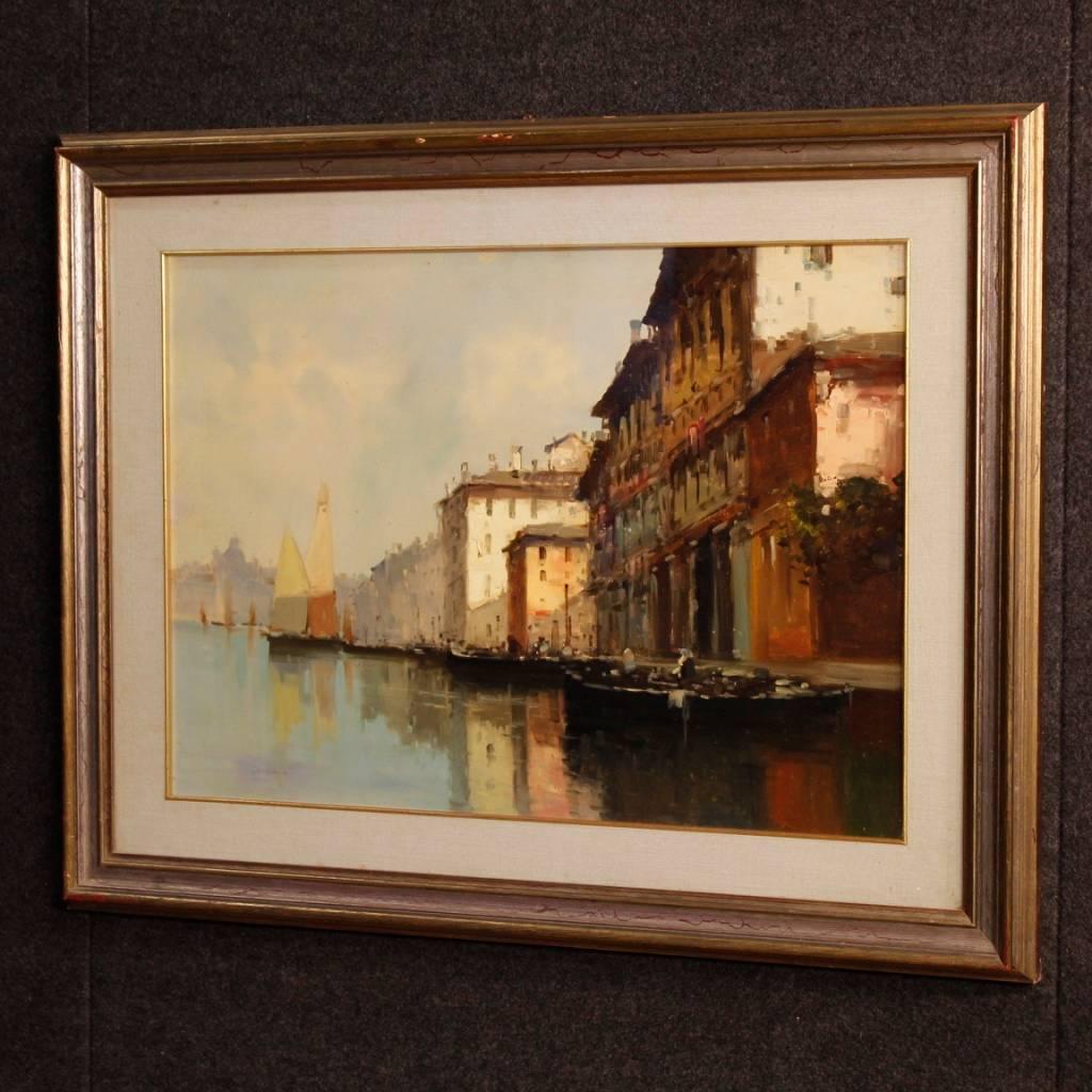 Italian Venice View Signed Painting Oil on Canvas from 20th Century 4
