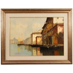 Italian Venice View Signed Painting Oil on Canvas from 20th Century