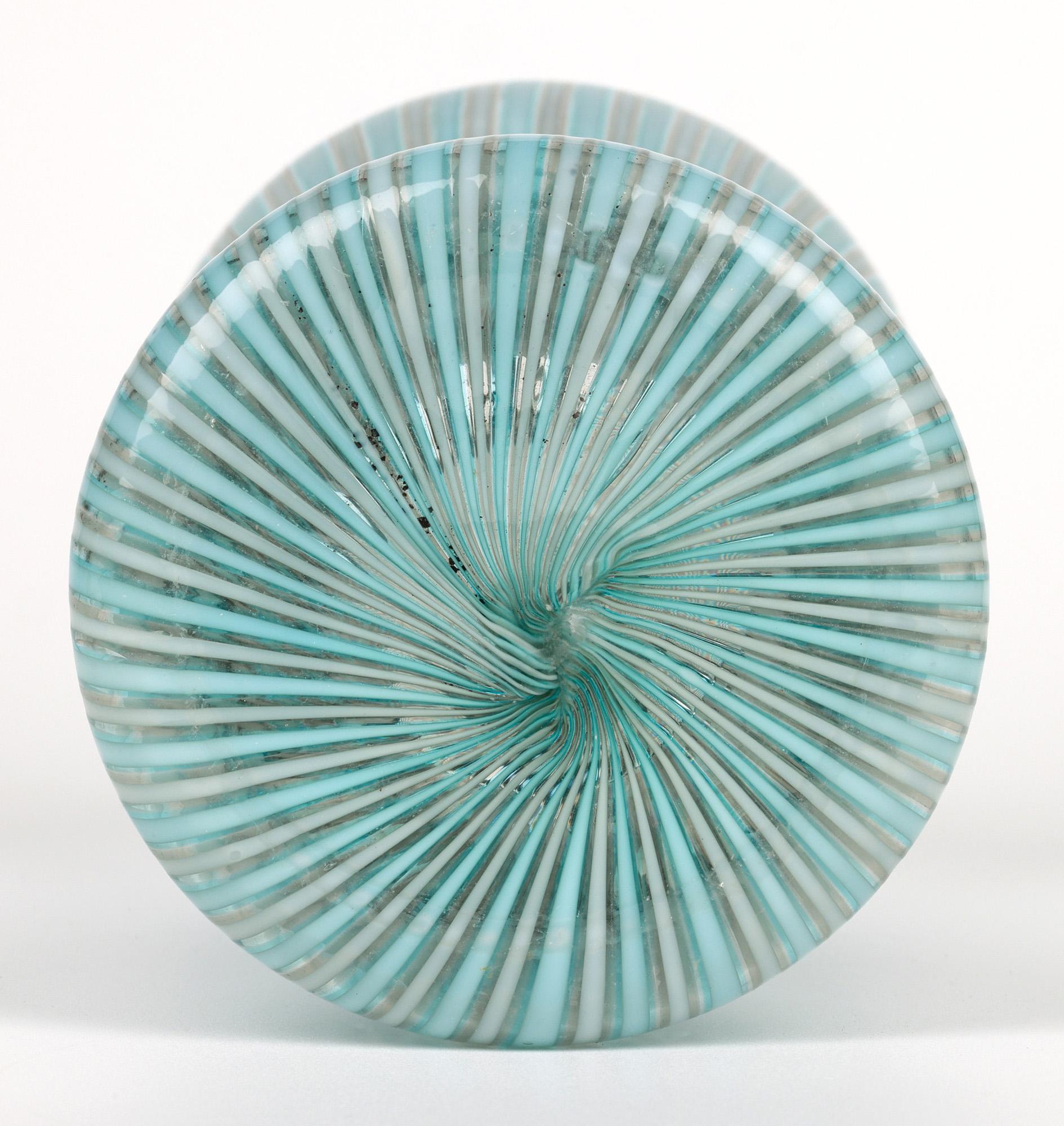 Italian Venini Attributed Mid-Century Mezza Filigrana Art Glass Vase For Sale 8