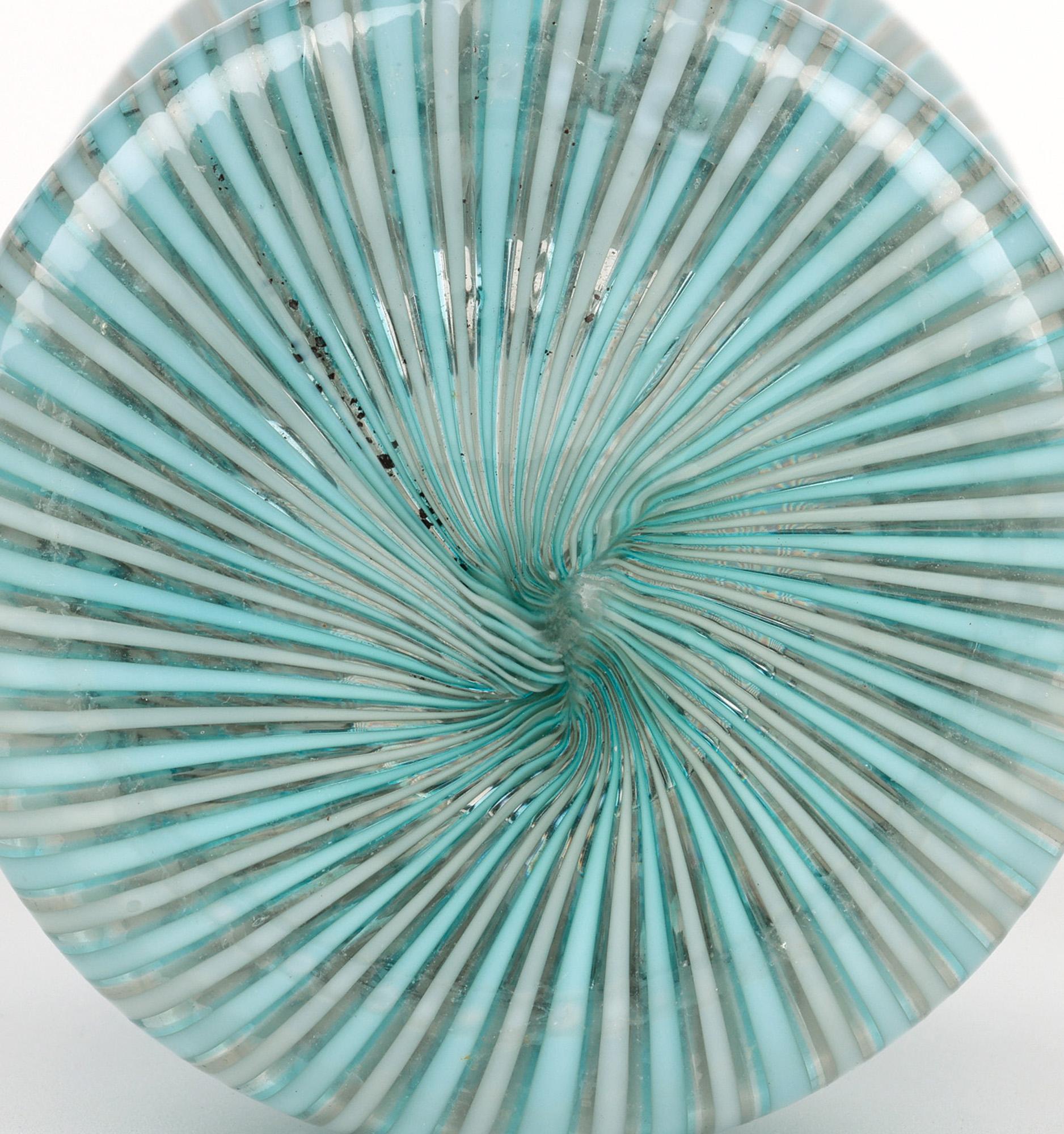 Italian Venini Attributed Mid-Century Mezza Filigrana Art Glass Vase For Sale 10