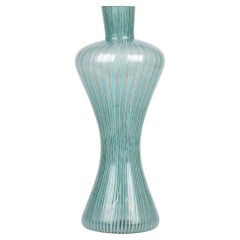 Italian Venini Attributed Mid-Century Mezza Filigrana Art Glass Vase