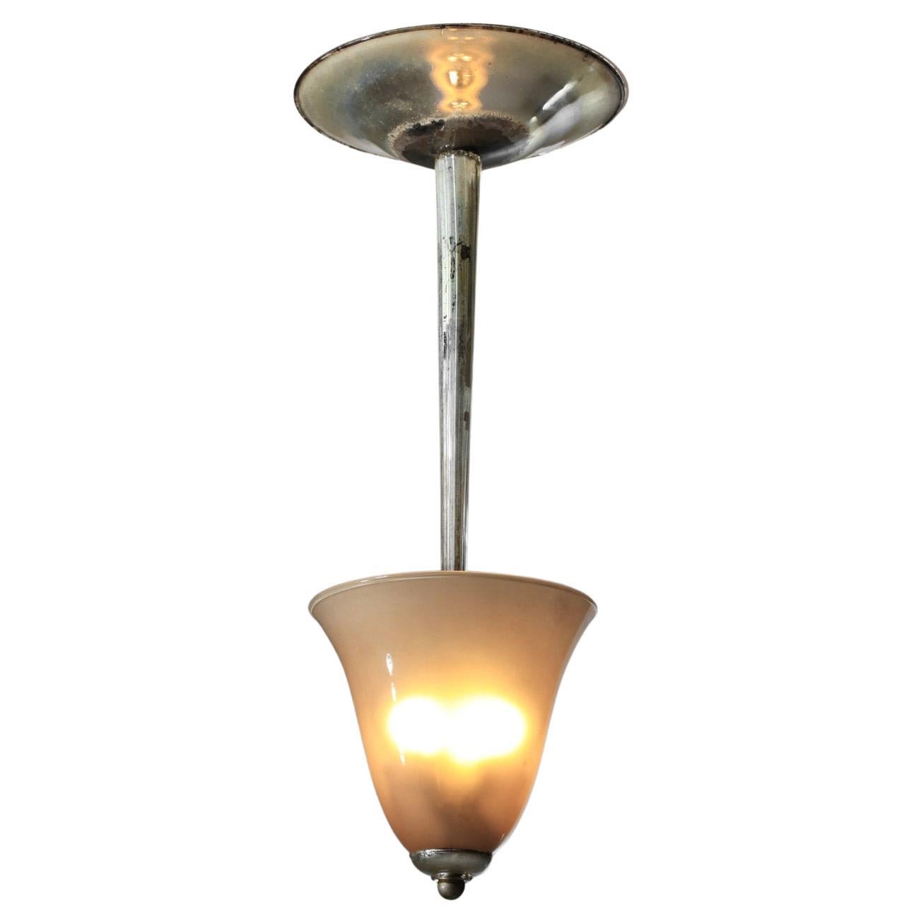 Italienische Venini Kronleuchter Murano Glas 30's / 40's oxidiert und patiniert