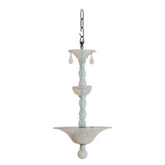 Italian Venini Mid-Century Delicate Opaline Pendant