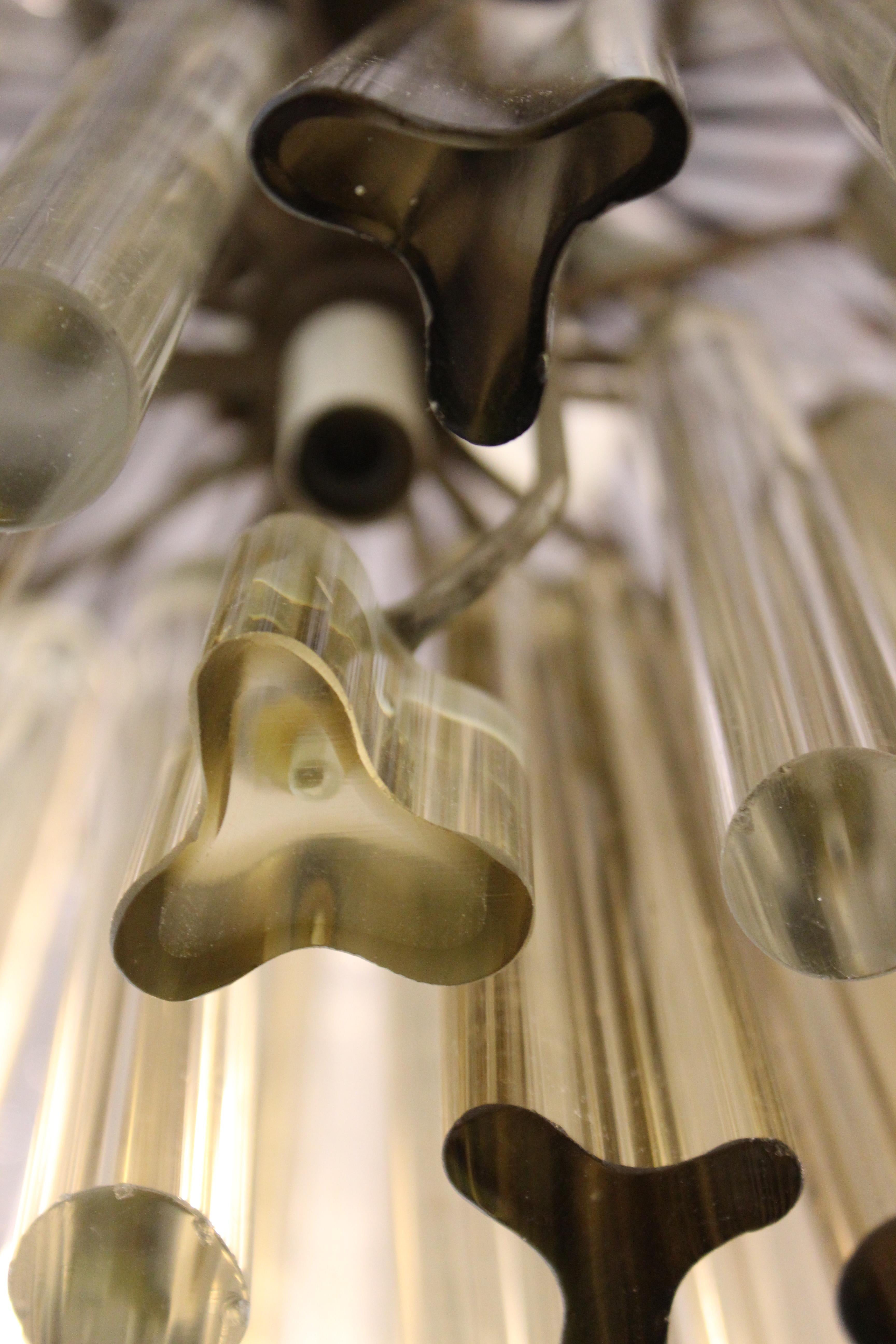 Italian Venini Style Midcentury Murano Chandelier with Cut and Round Crystals In Good Condition In Astoria, NY