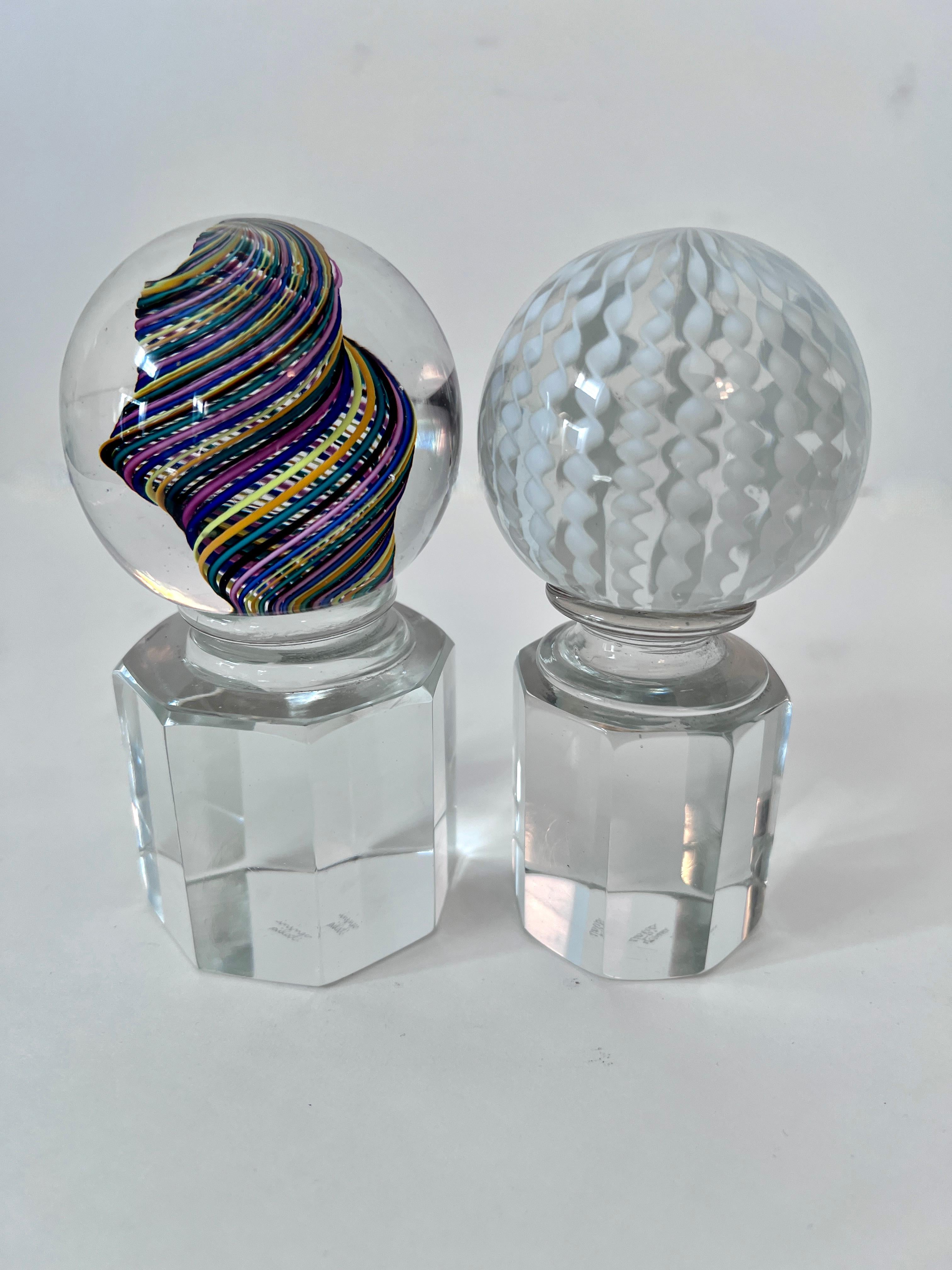 Mid-Century Modern Pair Italian Venini Murano Crystal Signed Paperweight Bookends  For Sale