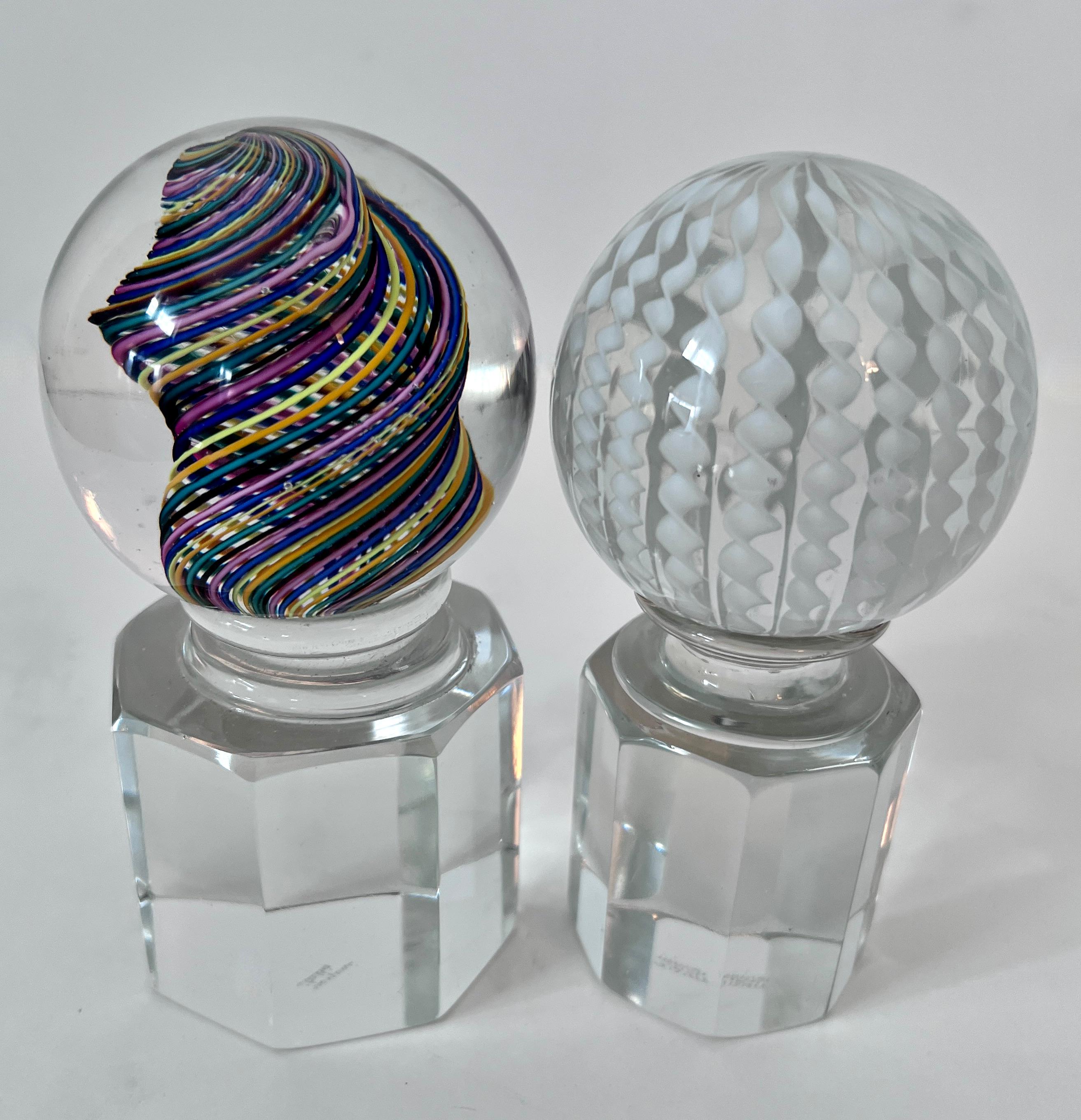Pair Italian Venini Murano Crystal Signed Paperweight Bookends  In Good Condition For Sale In Los Angeles, CA