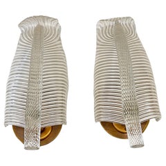 Italian Venini Murano Leaf Sconces, A Pair, 1940
s