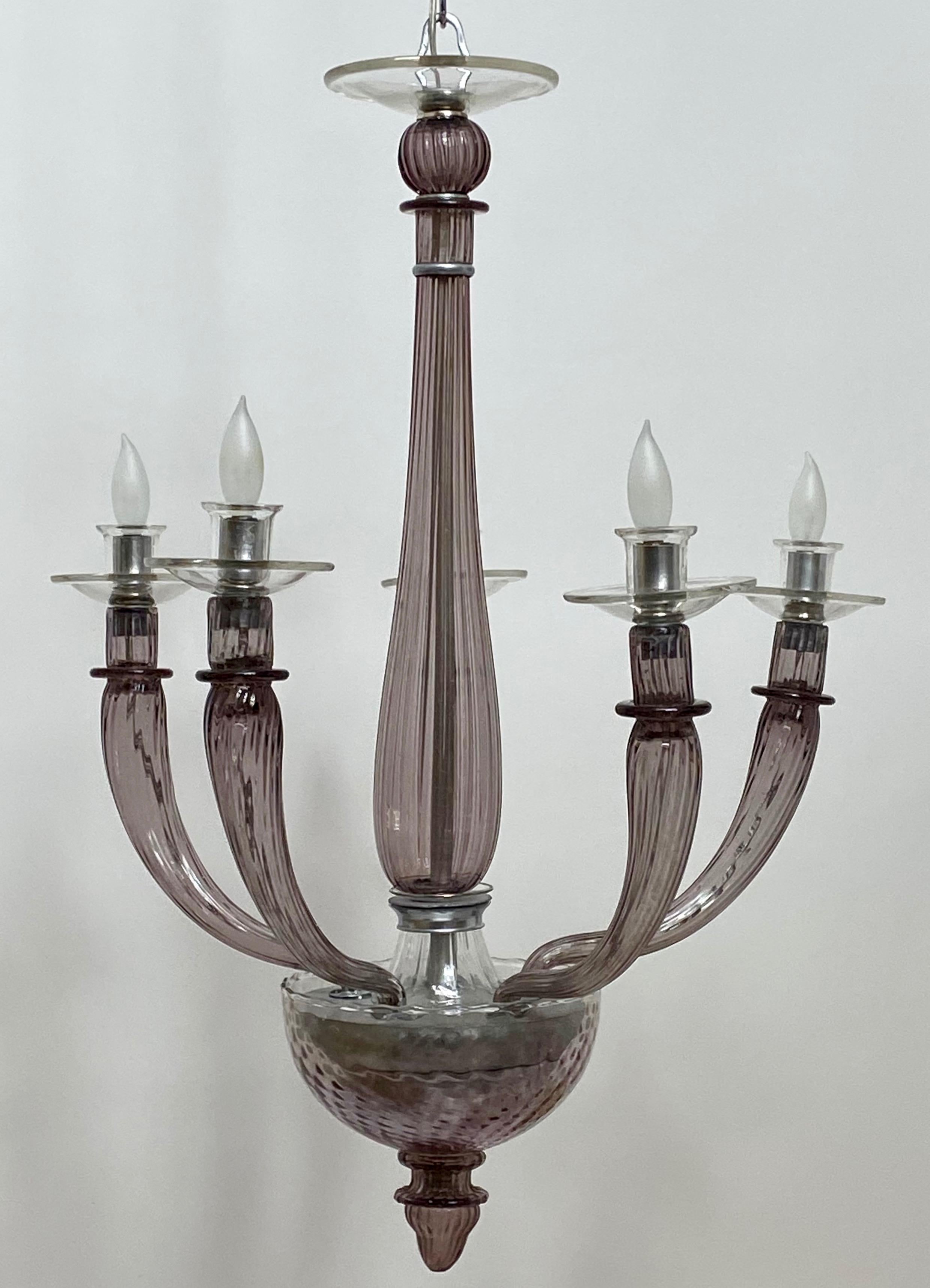 Italian Venini Style Art Glass Chandelier Light Fixture, Mid-20th Century 2