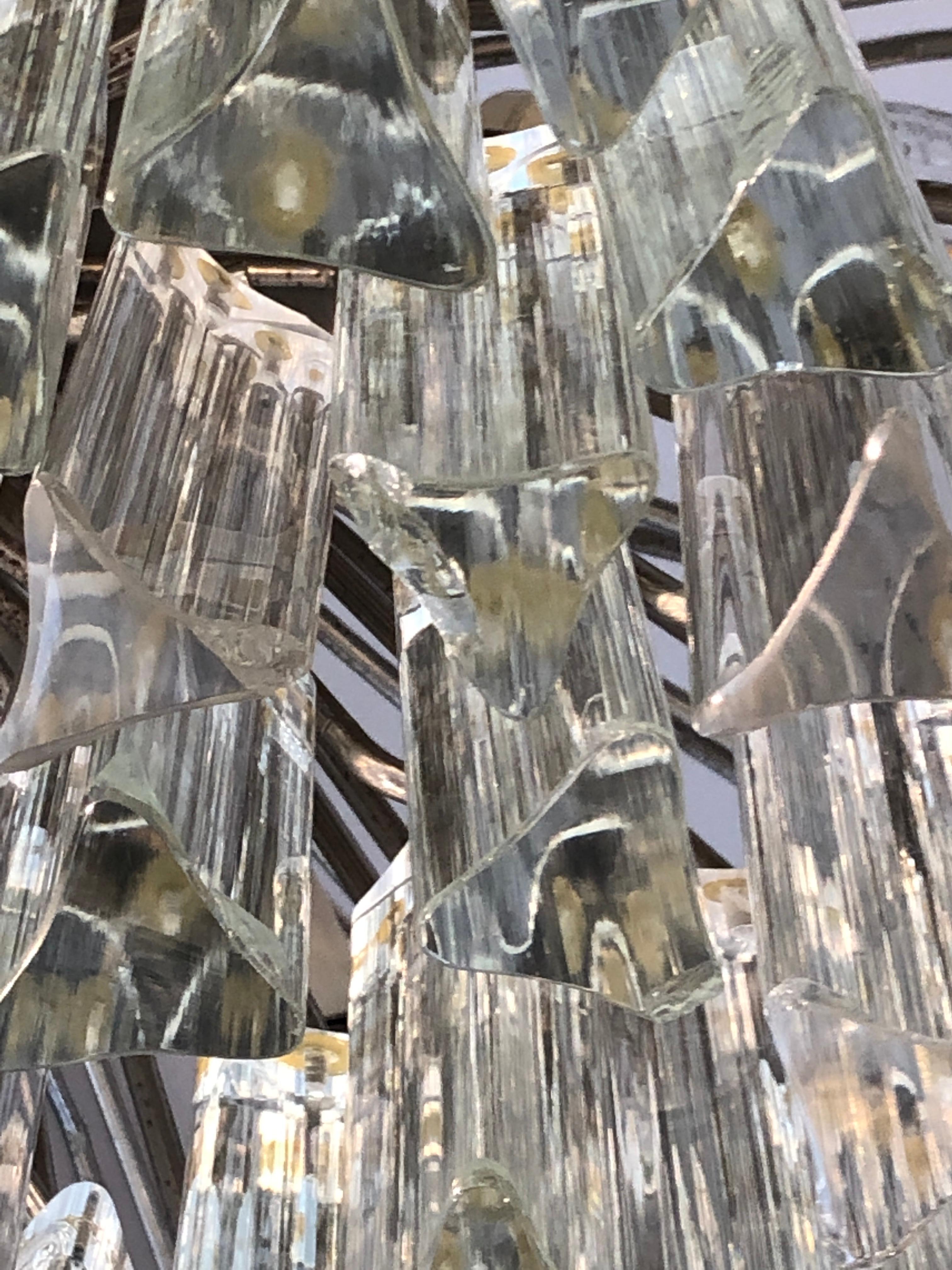 Italian Venini Triedri Glass Rounded Chandelier, 1940s 7