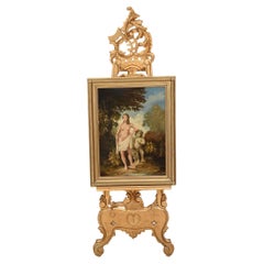 Italian Venus and Cupid Oil Painting Antique Portrait 1930