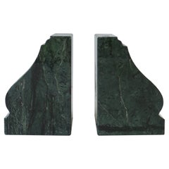 Paire de serre-livres en marbre vert foncé Verde d'Italie