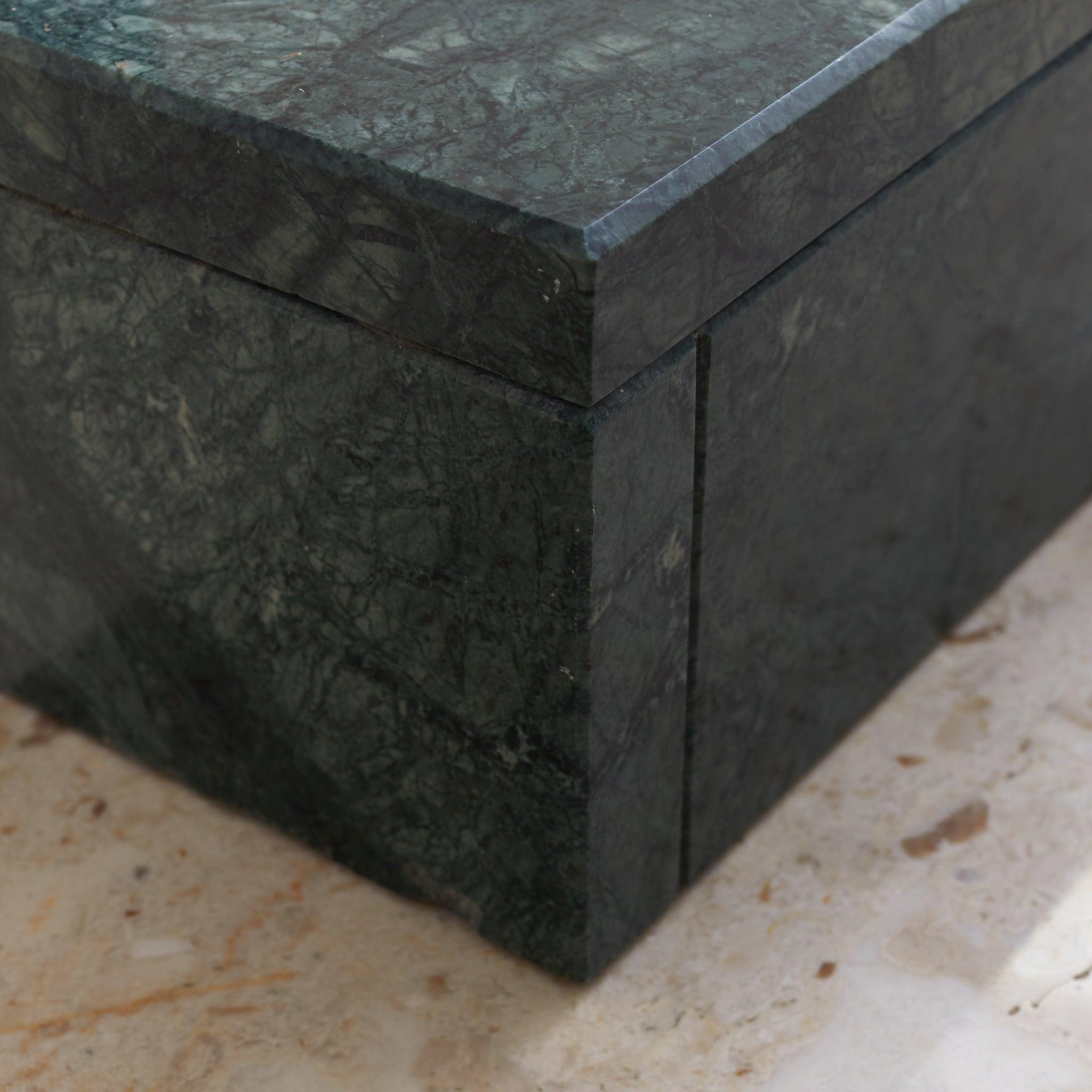 Italian Verde Marble + Limestone Side Table, 1970s For Sale 1