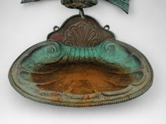 Italian Verdigris Copper Dolphin Lavabo With Shell Basin C. 1900