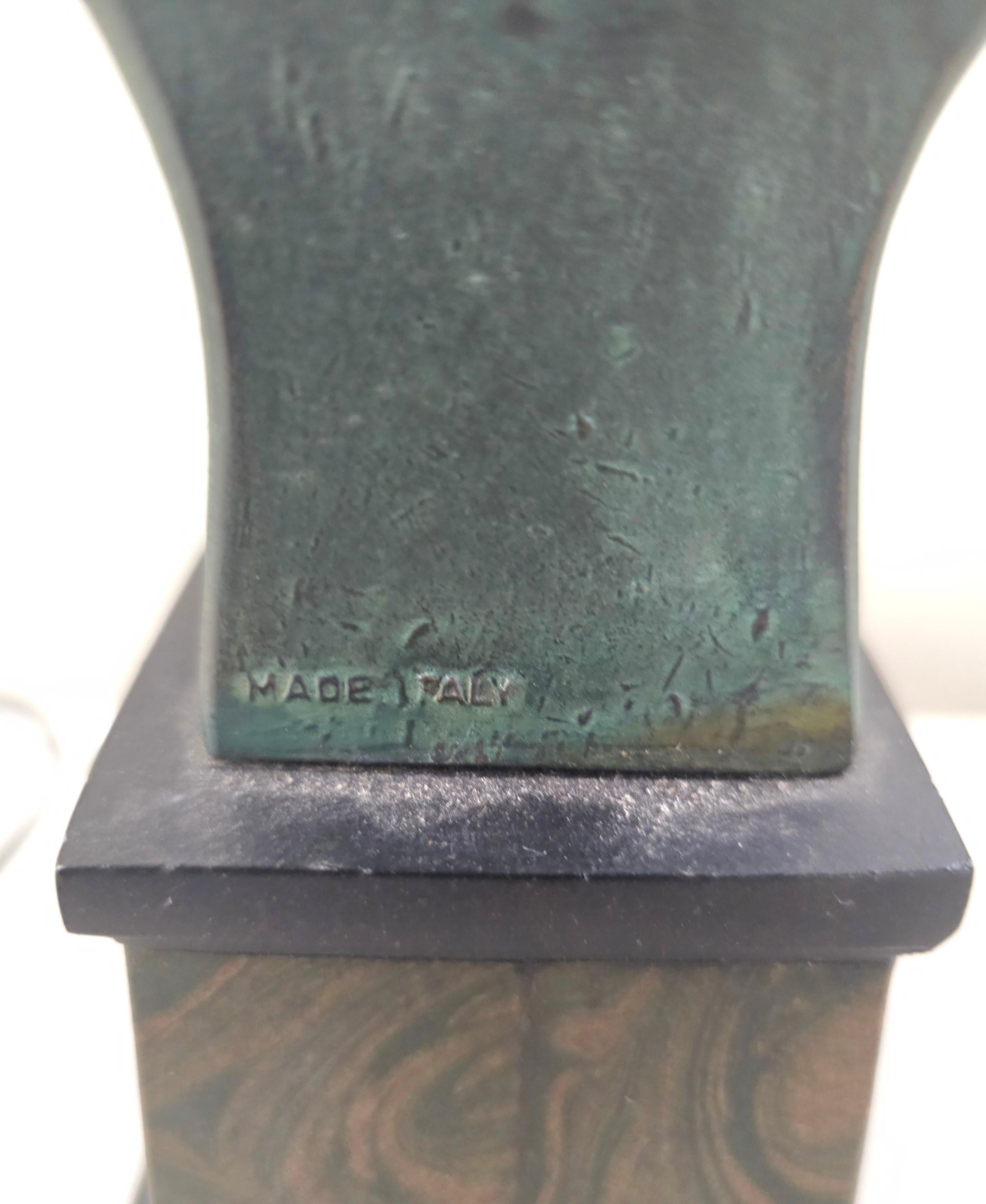 Italienische Verdigris-Metallbüste-Skulptur von Napoleon aus Metall, montiert als Lampe im Angebot 4