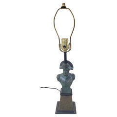 Busto di Napoleone in metallo Verdigris montato come lampada