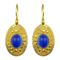 Italian Vermeil Blue Stone Drop Earrings