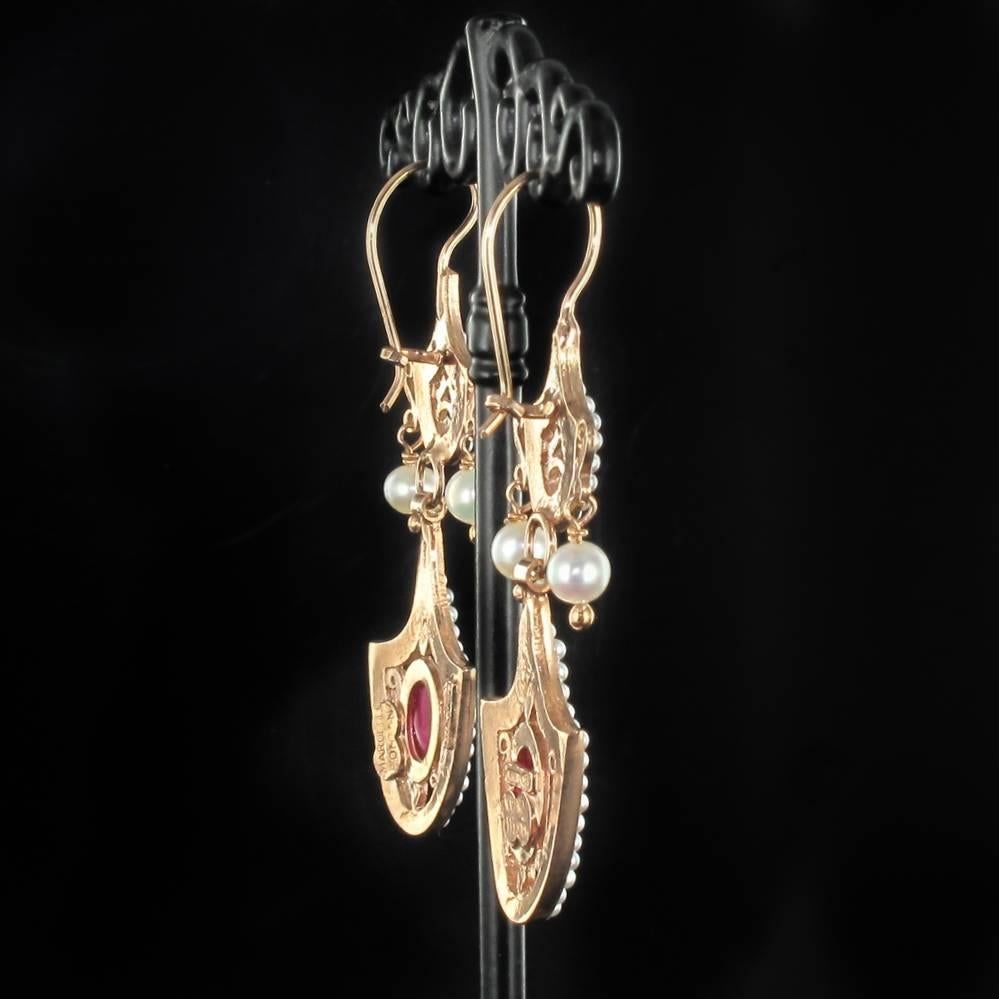 Women's Italian Vermeil Glass Pearl Dangle Earrings