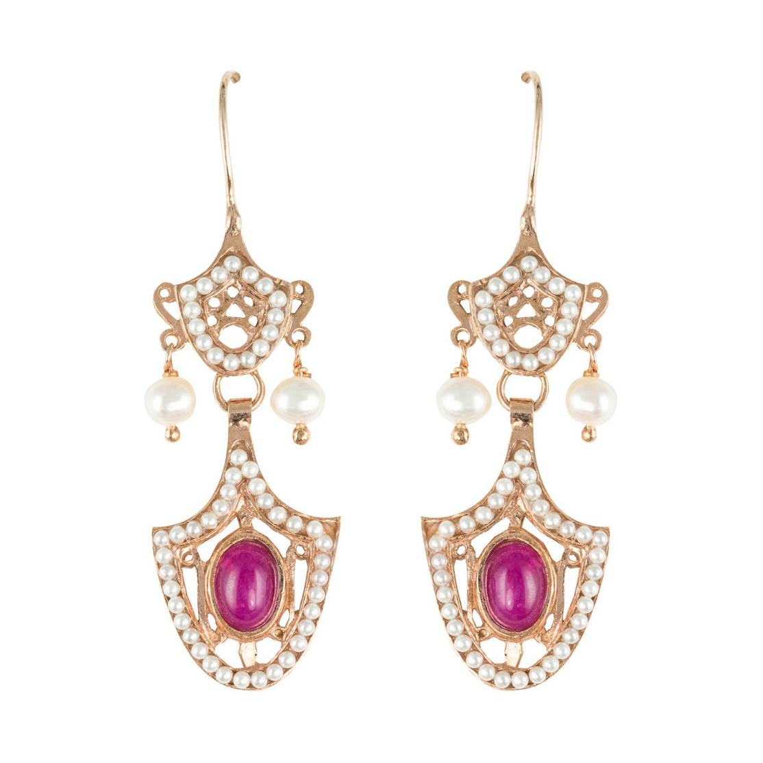 Italian Vermeil Glass Pearl Dangle Earrings