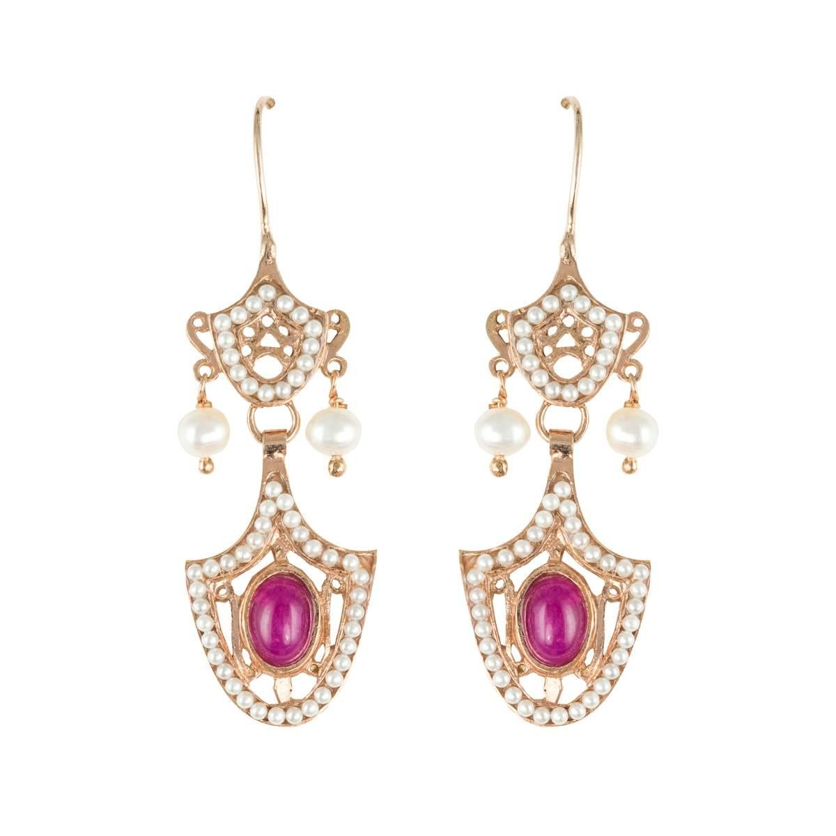 Italian Vermeil Glass Pearl Dangle Earrings