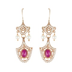 Italian Vermeil Glass Pearl Dangle Earrings