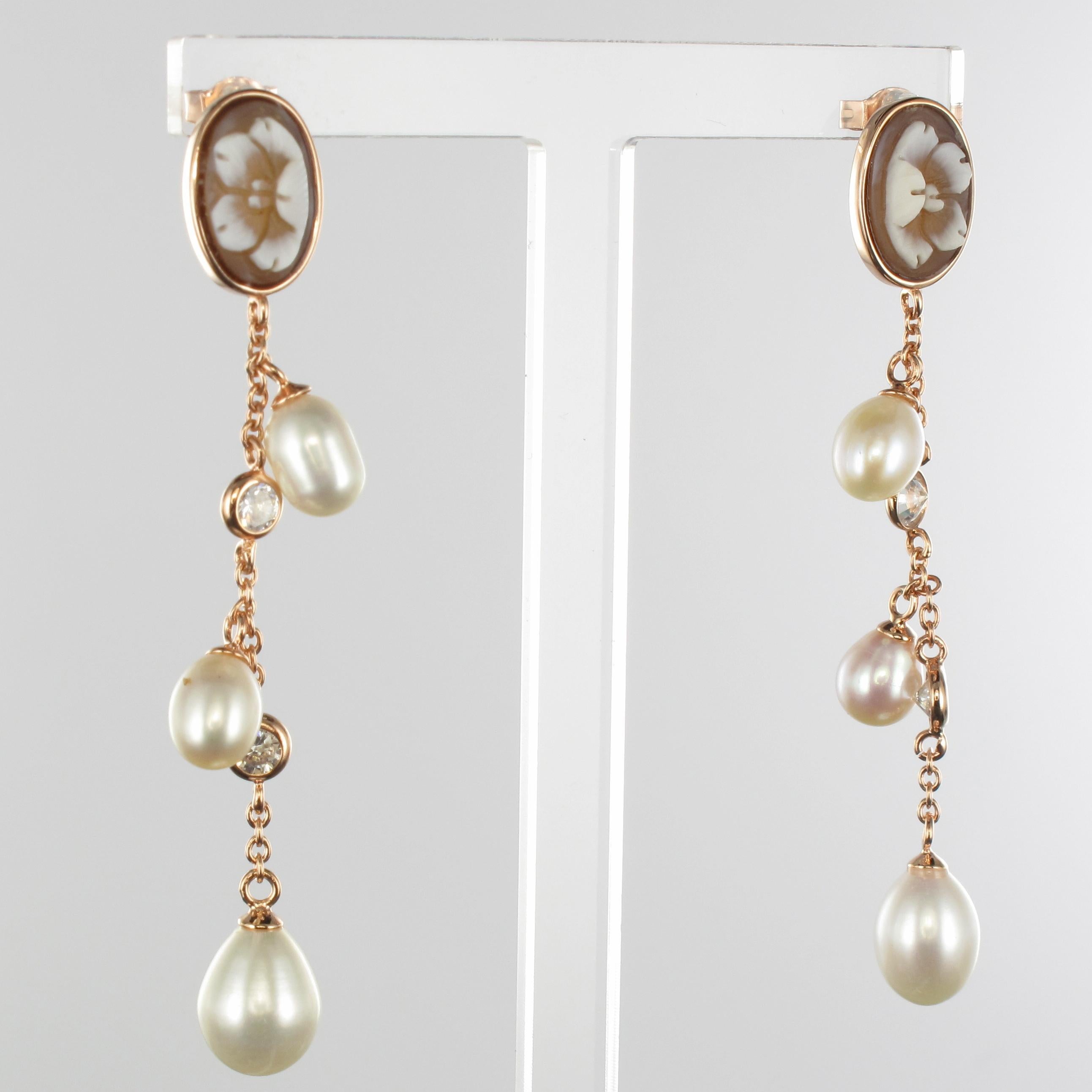 pearl and crystal dangle earrings