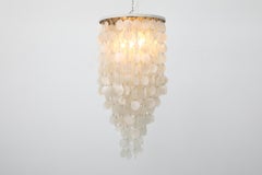 Italian Verner Panton Inspired Mid-Century Multi-Tiered Capiz Chandelier