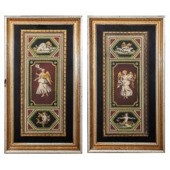 Italian Verre Eglomise Style Mounted Prints, Pair
