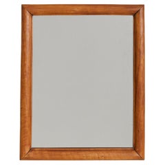 Italian Vertical Rectangular Wall Mirror with Chamfered Wood Frame, 1950s