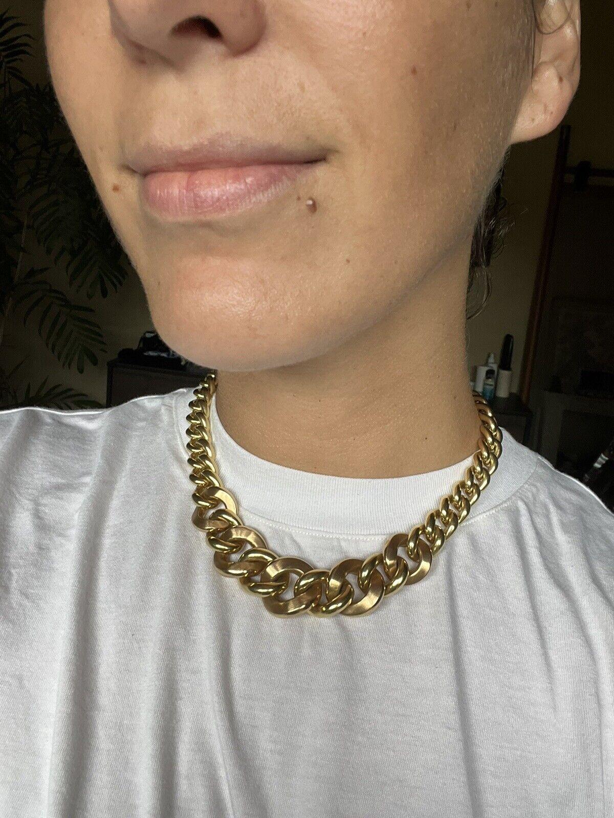 ITALIAN Vesentini 18k Yellow & Rose Gold Curb Link Chain Necklace Vintage 1970s In Excellent Condition In Beverly Hills, CA