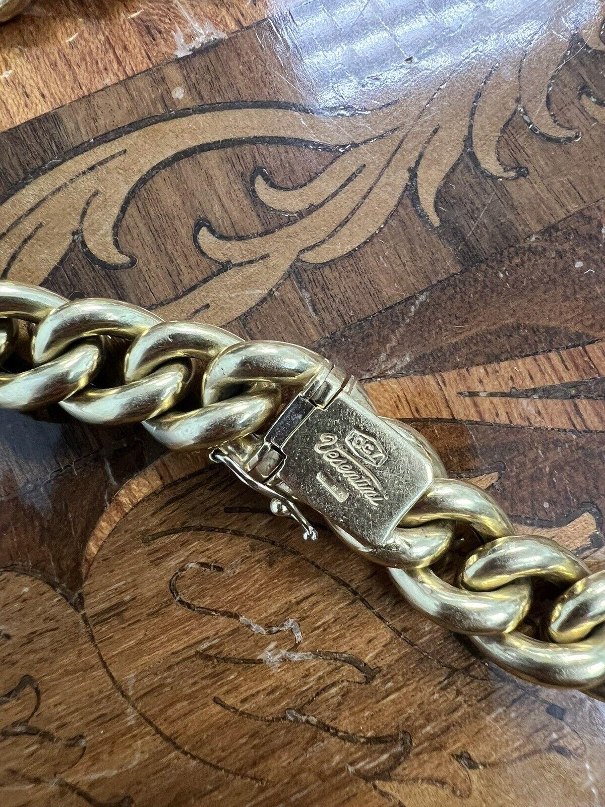 Women's or Men's ITALIAN Vesentini 18k Yellow & Rose Gold Curb Link Chain Necklace Vintage 1970s