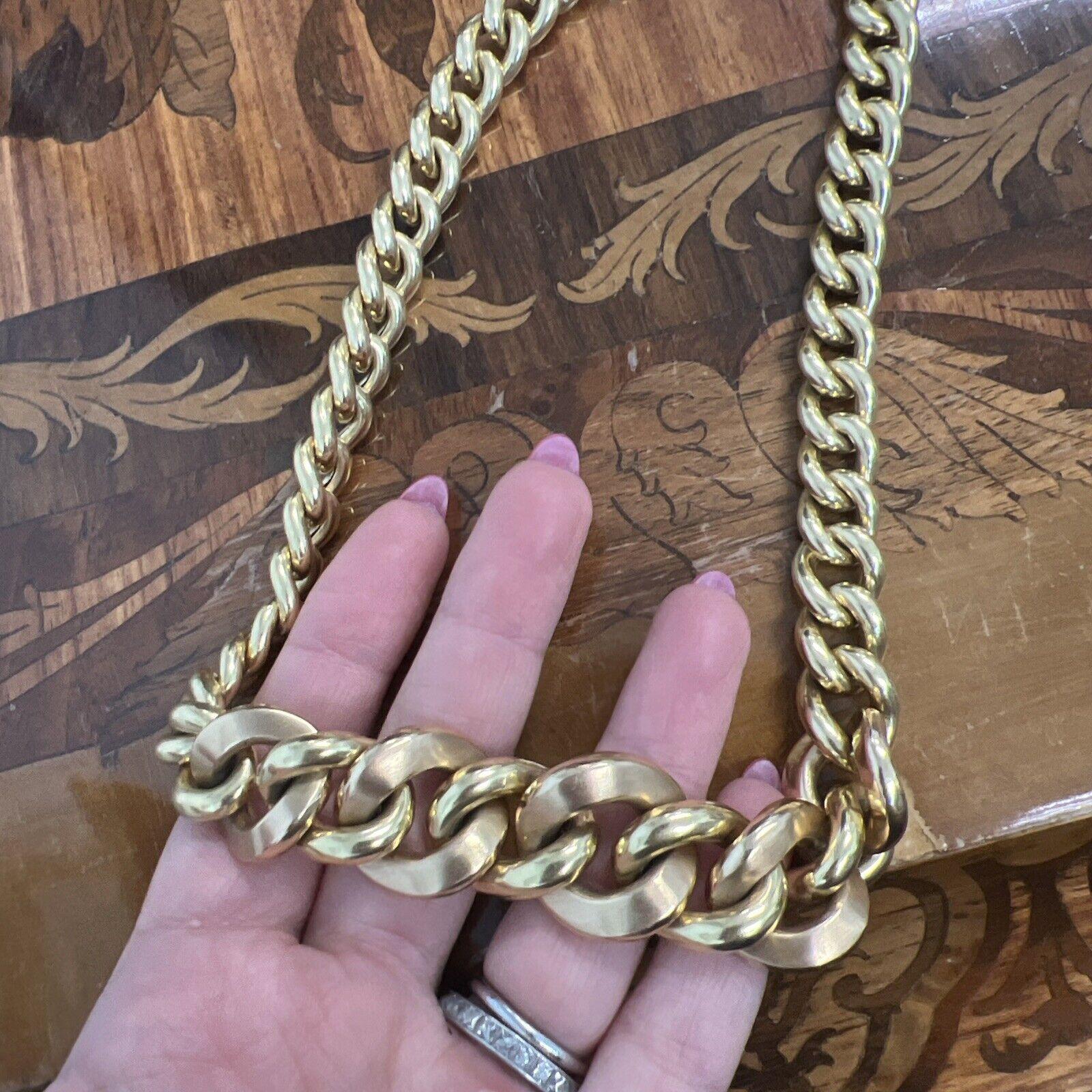 ITALIAN Vesentini 18k Yellow & Rose Gold Curb Link Chain Necklace Vintage 1970s 2