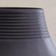 Italian Vesuvio Black Ceramic Vase by Angelo Mangiarotti for Gabbianelli, 1970s