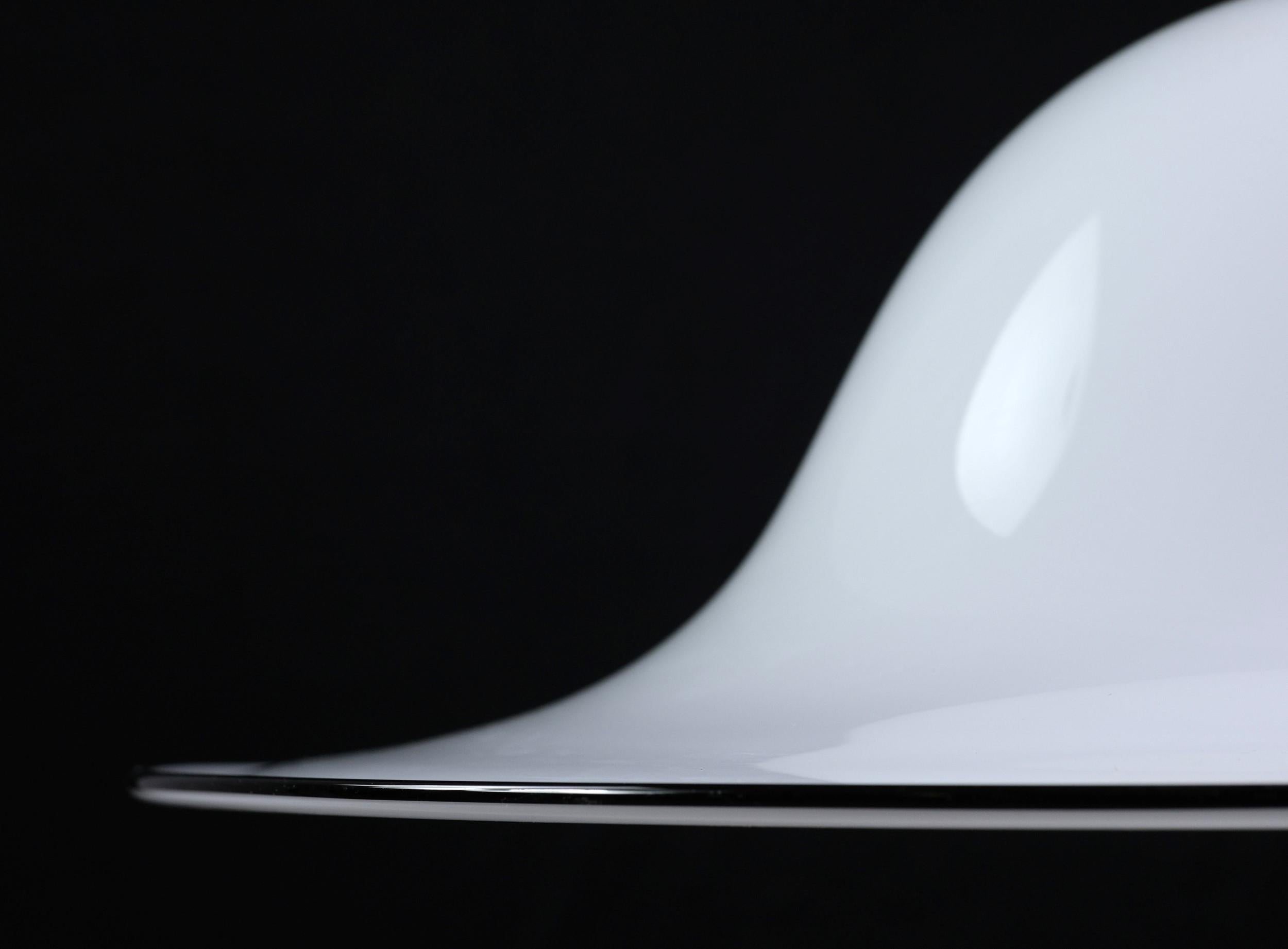 Italian Vetri Murano White Glass Pendant Light Nickel Finish Hardware In Good Condition In New York, NY