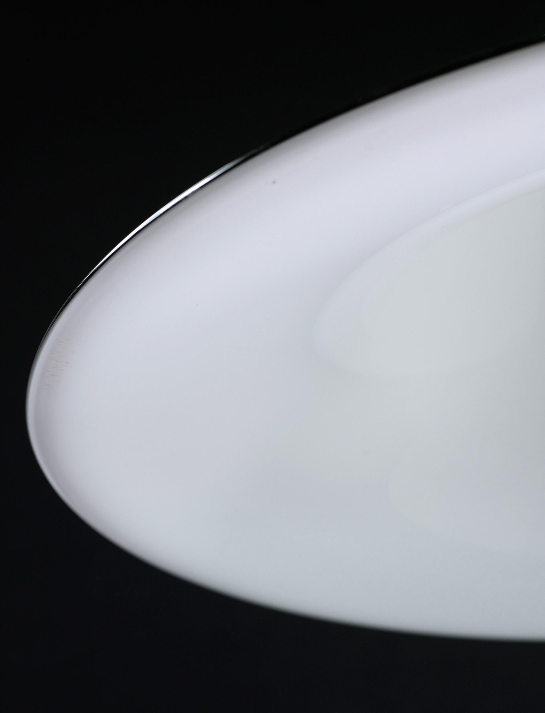 Italian Vetri Murano White Glass Pendant Light Nickel Finish Hardware 1