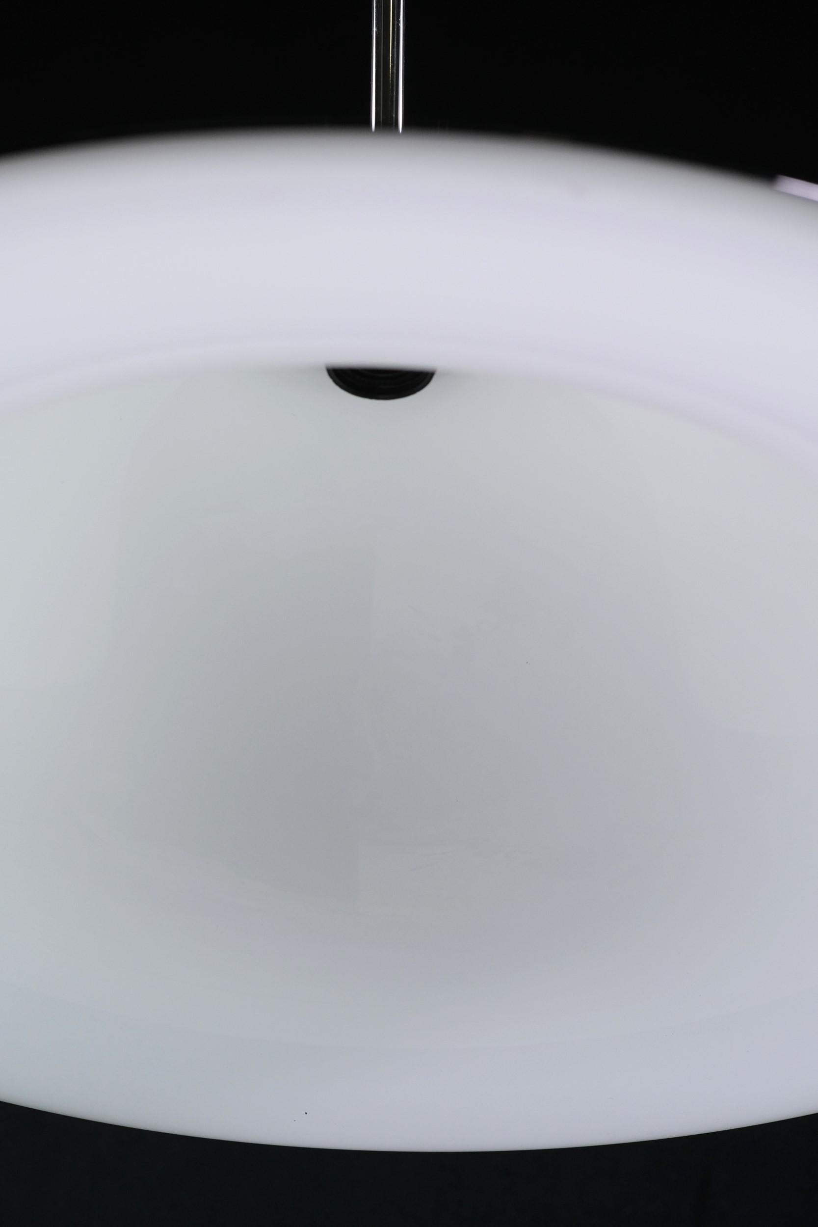 Italian Vetri Murano White Glass Pendant Light Nickel Finish Hardware 2