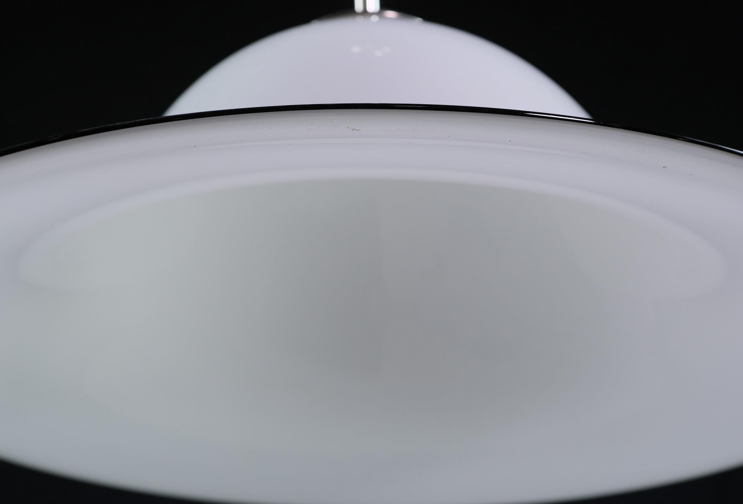 Italian Vetri Murano White Glass Pendant Light Nickel Finish Hardware 3