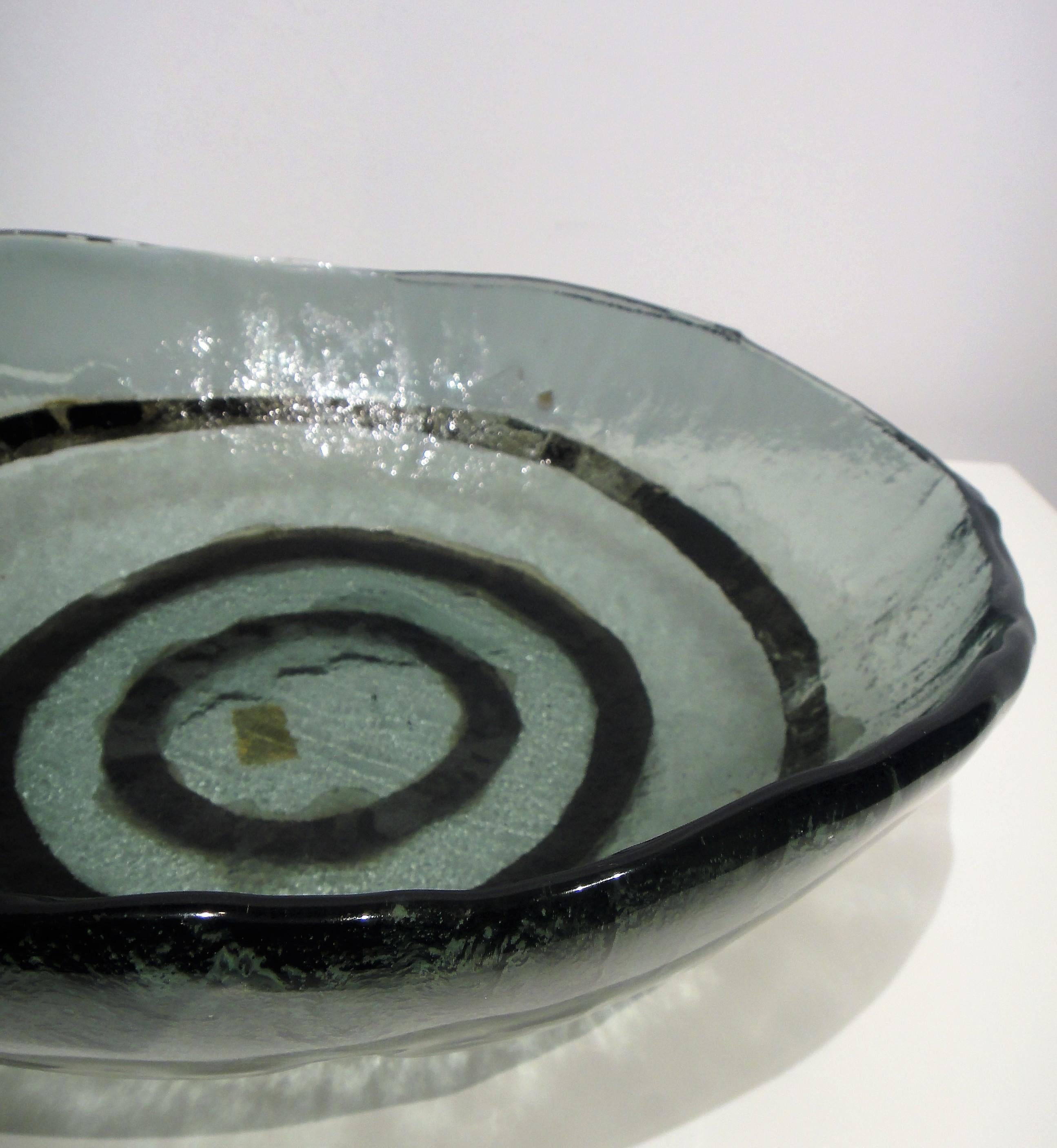 Modern Italian Vetrofuso di Daniela Poletti Silver Leaf Art Glass Bowl For Sale