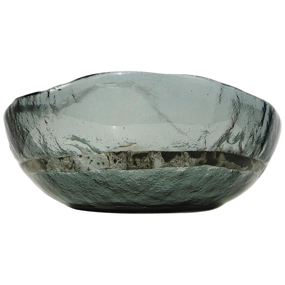 Cuenco italiano de vidrio artístico Vetrofuso di Daniela Poletti Hoja de plata en venta
