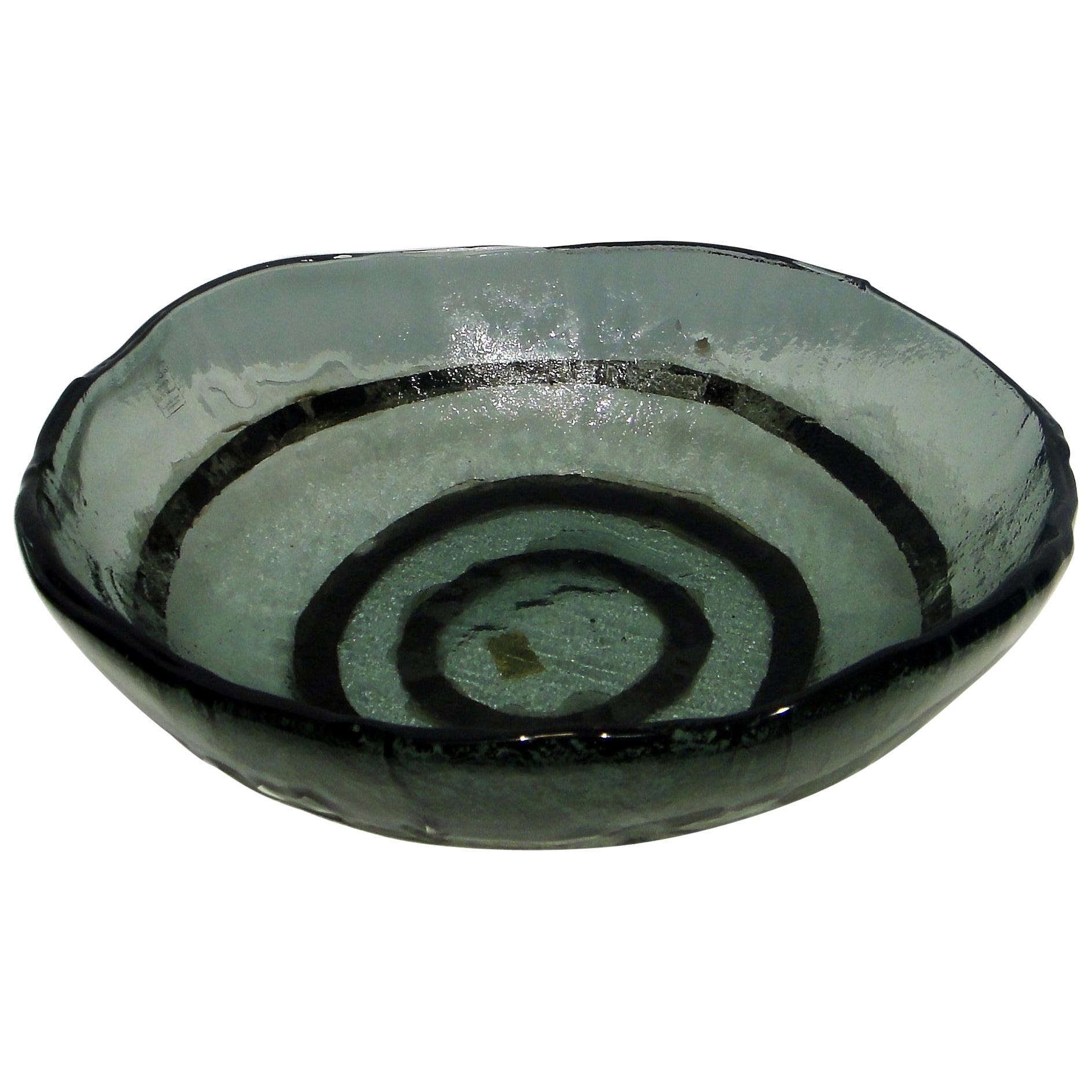 Italian Vetrofuso di Daniela Poletti Silver Leaf Art Glass Bowl For Sale