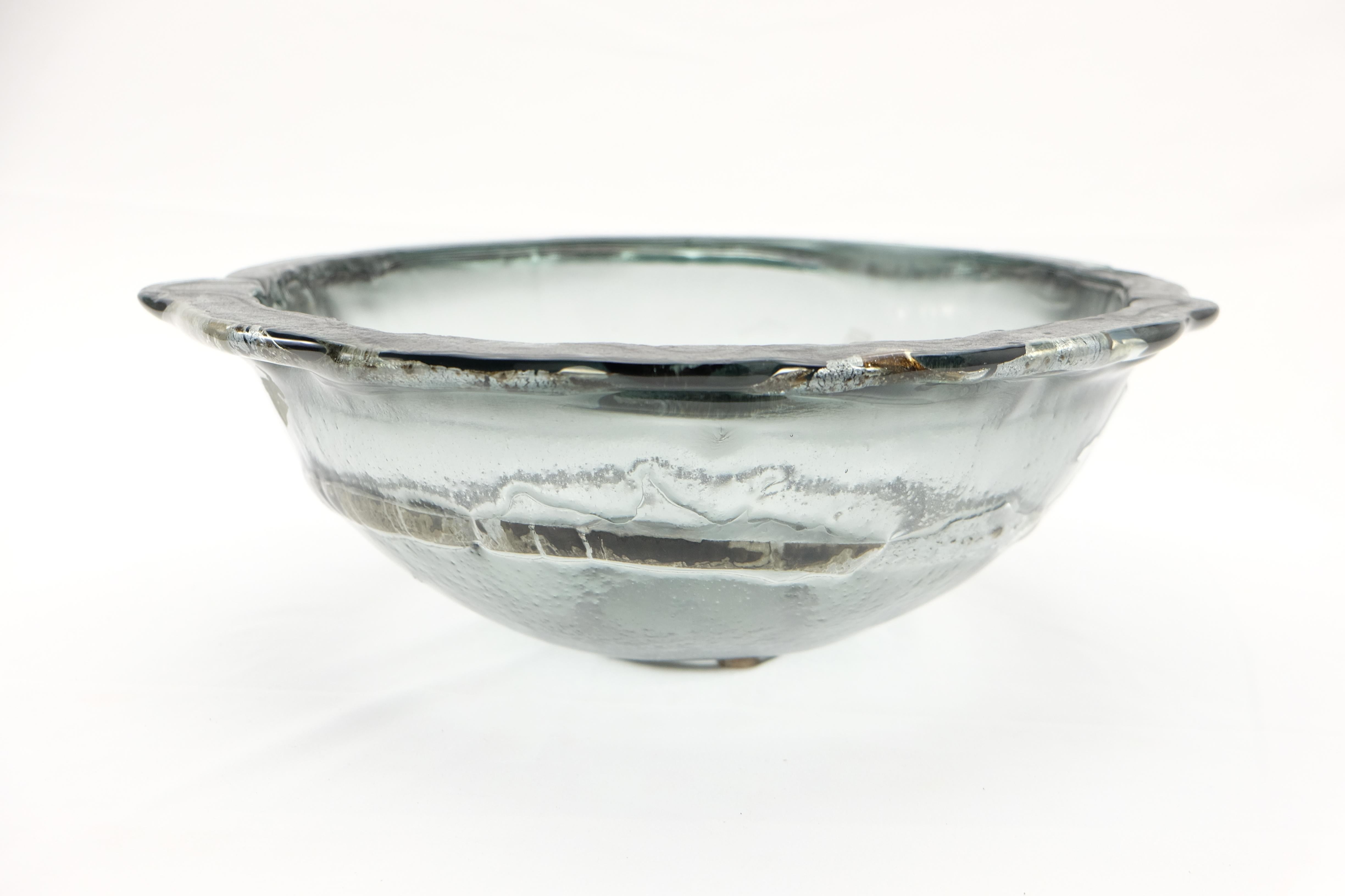 Italian Vetrofuso di Daniela Poletti Silver Leaf Art Glass Bowl One of a Kind For Sale 5