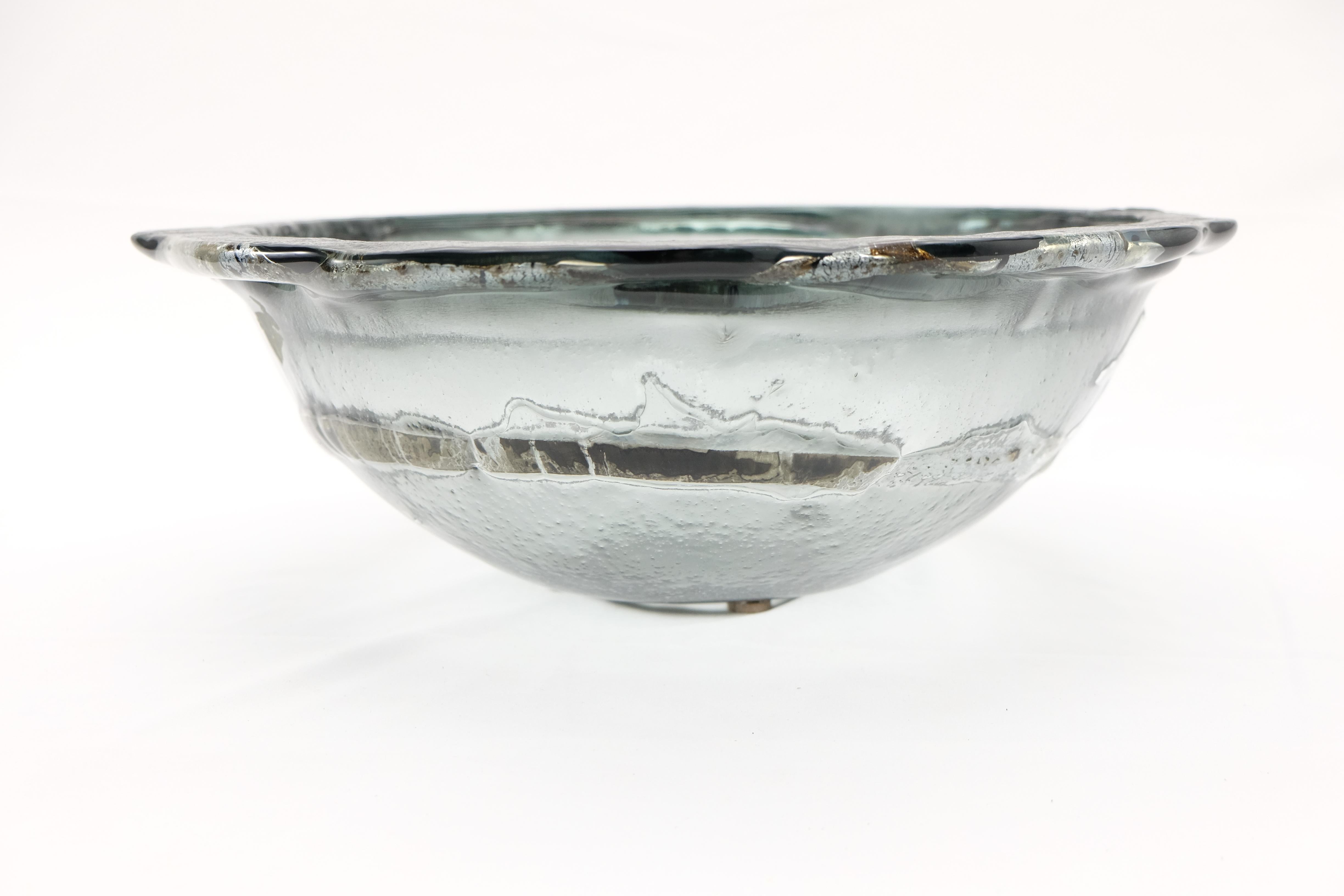 Italian Vetrofuso di Daniela Poletti Silver Leaf Art Glass Bowl One of a Kind For Sale 6