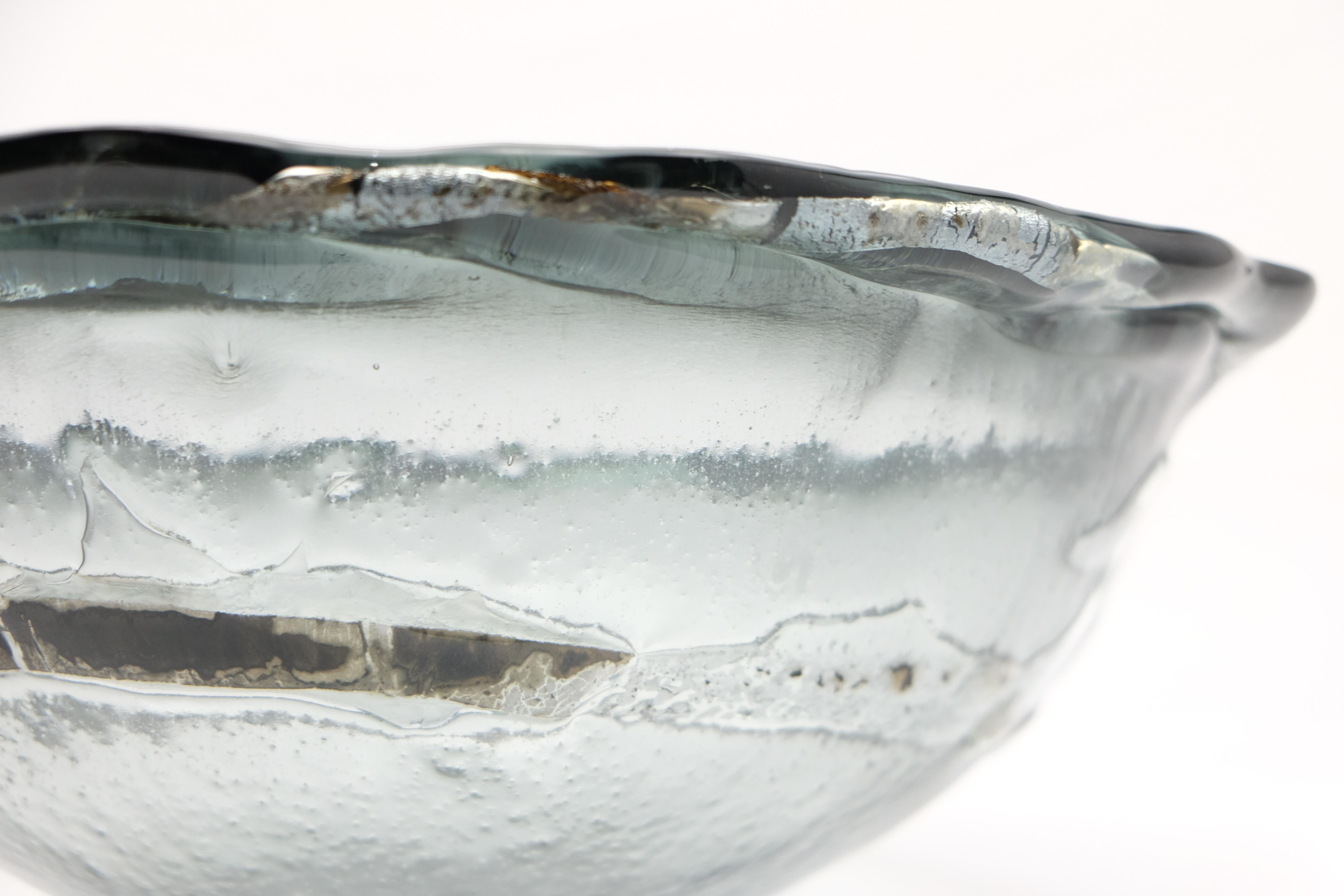 Italian Vetrofuso di Daniela Poletti Silver Leaf Art Glass Bowl One of a Kind For Sale 8