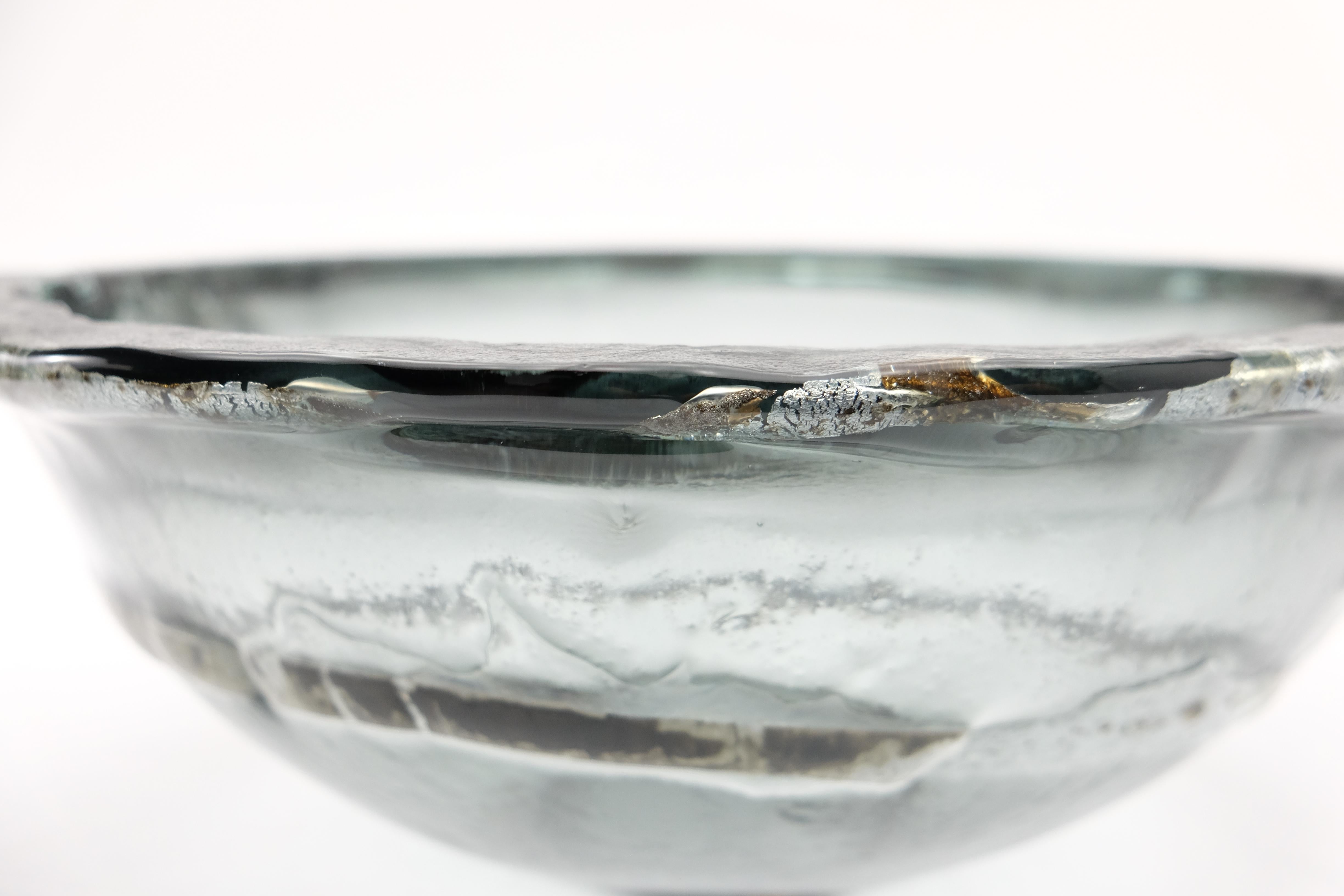 Italian Vetrofuso di Daniela Poletti Silver Leaf Art Glass Bowl One of a Kind For Sale 9