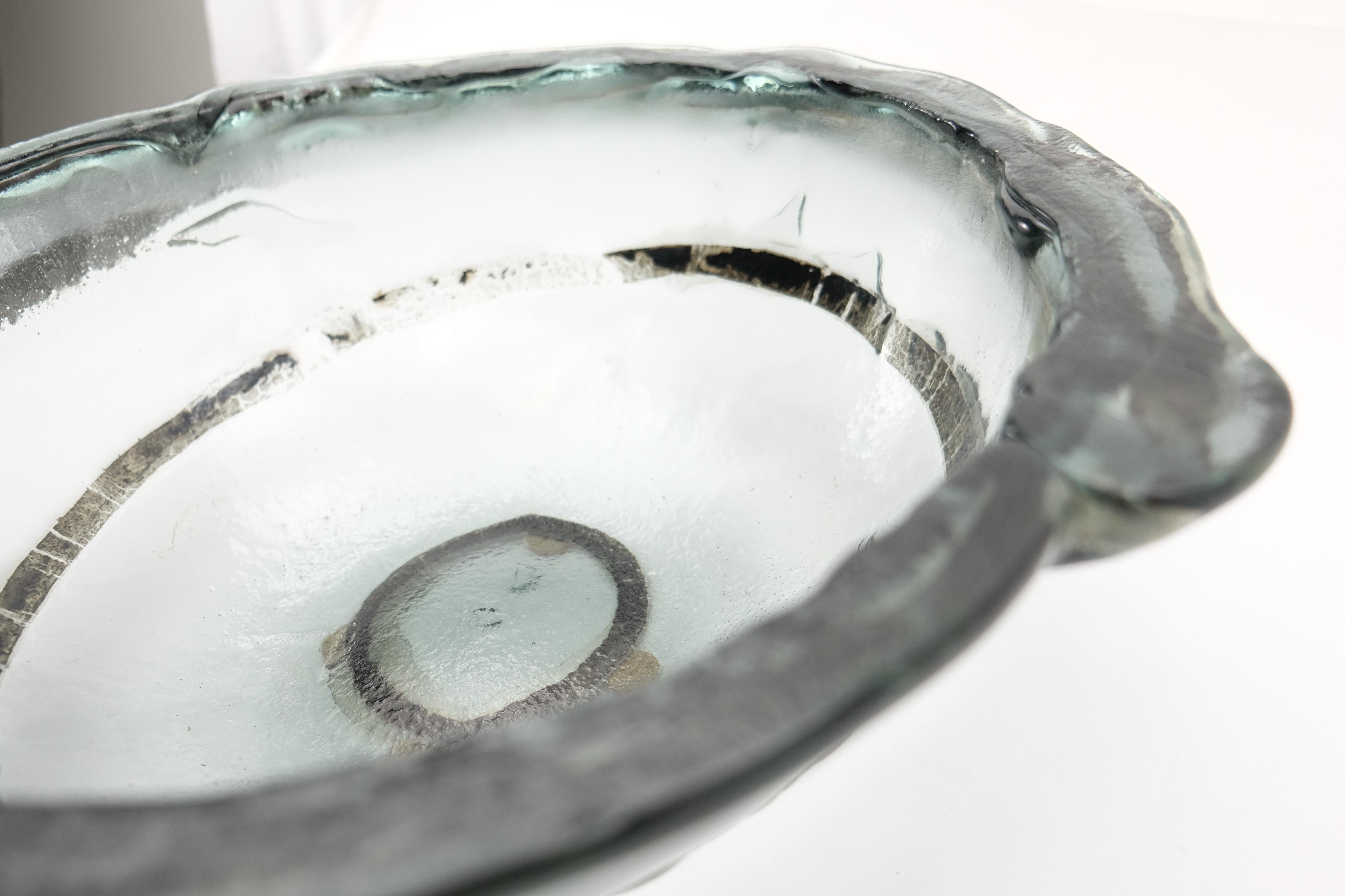 Italian Vetrofuso di Daniela Poletti Silver Leaf Art Glass Bowl One of a Kind For Sale 11