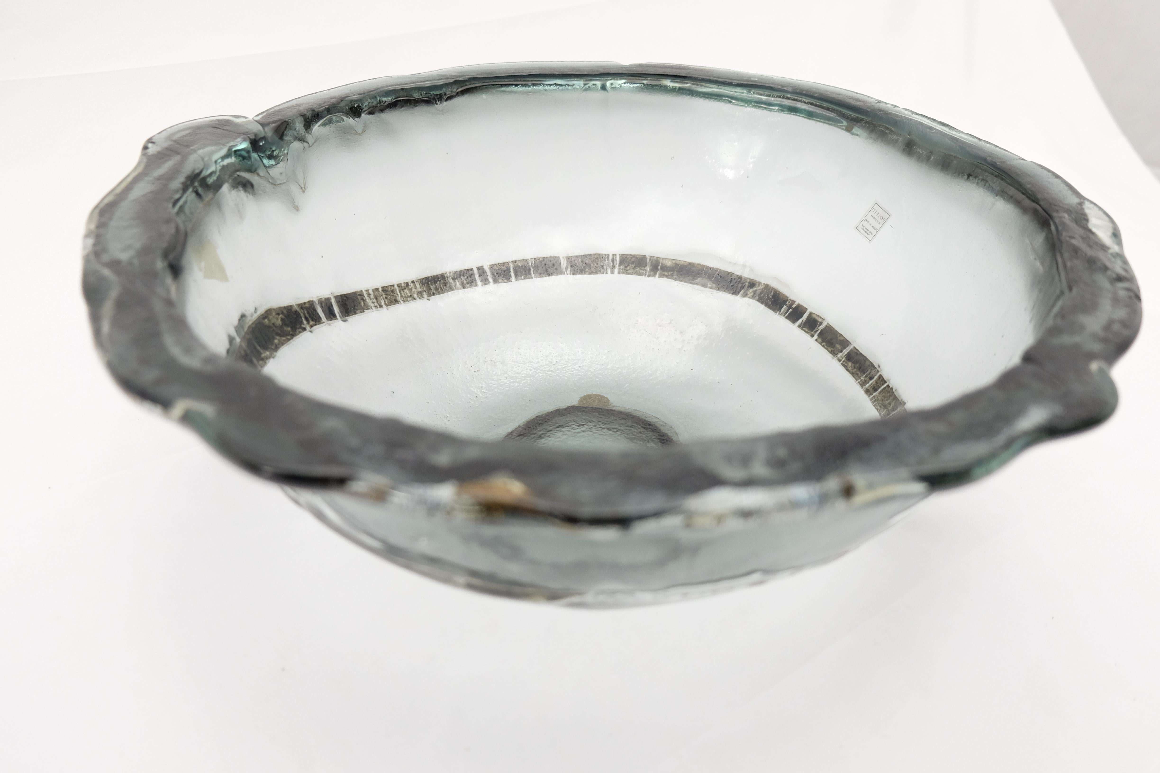 Italian Vetrofuso di Daniela Poletti Silver Leaf Art Glass Bowl One of a Kind For Sale 12