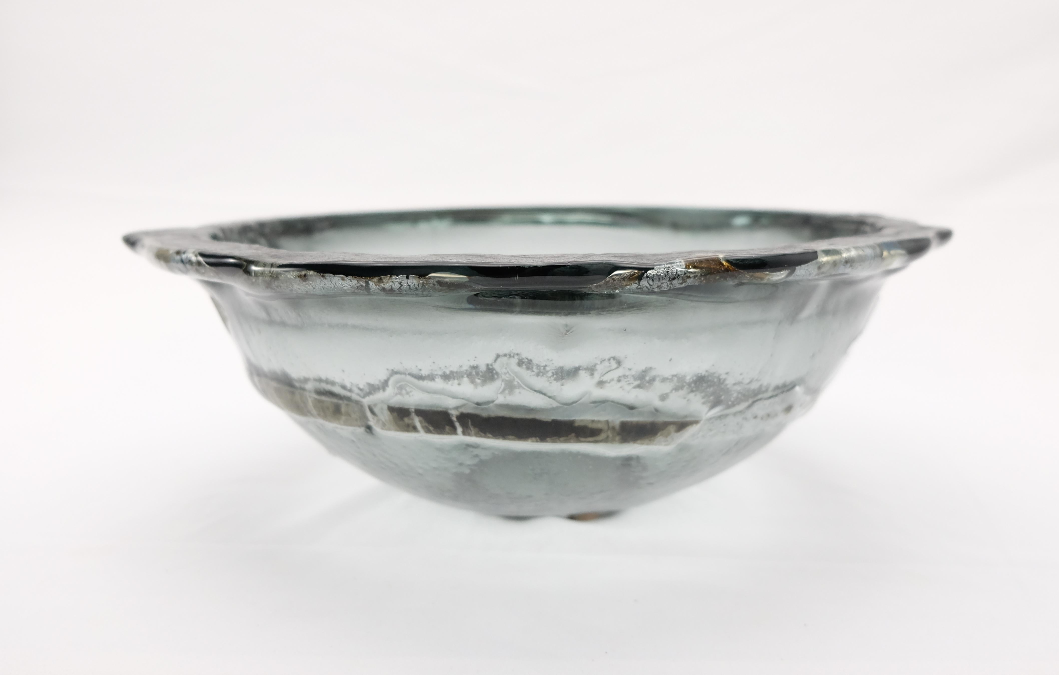 Renaissance Revival Italian Vetrofuso di Daniela Poletti Silver Leaf Art Glass Bowl One of a Kind For Sale