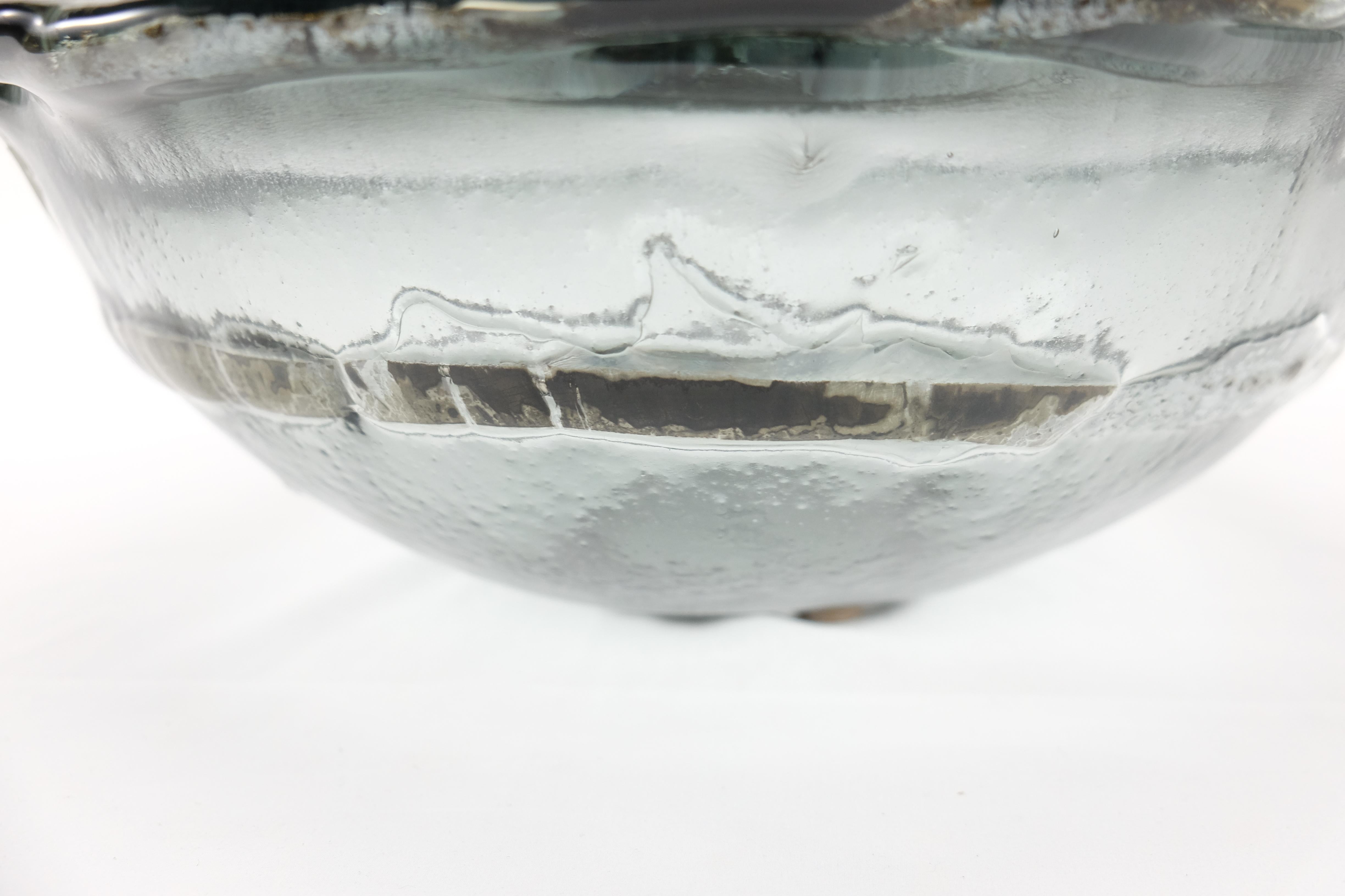 Contemporary Italian Vetrofuso di Daniela Poletti Silver Leaf Art Glass Bowl One of a Kind For Sale
