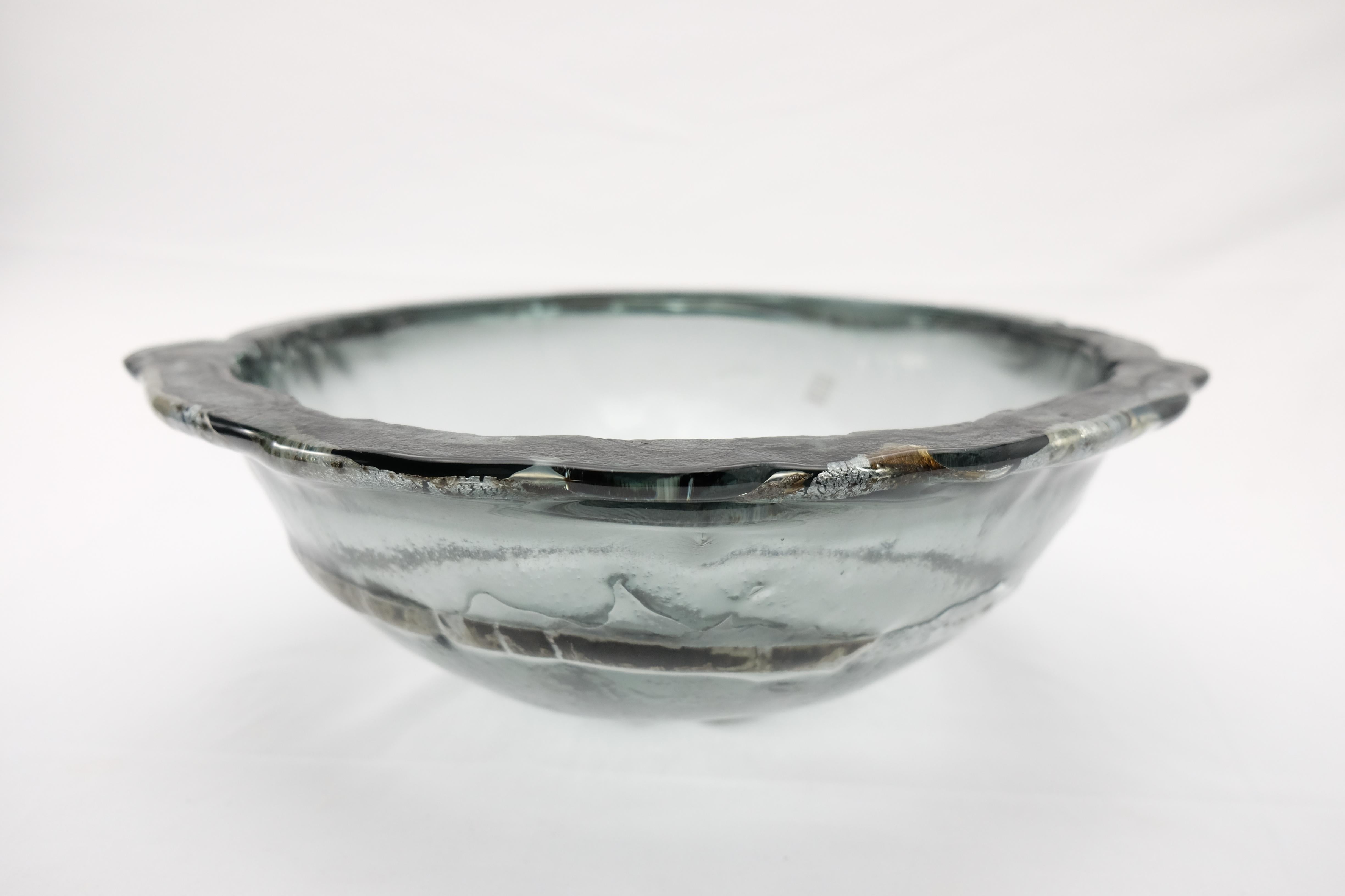 Italian Vetrofuso di Daniela Poletti Silver Leaf Art Glass Bowl One of a Kind For Sale 1