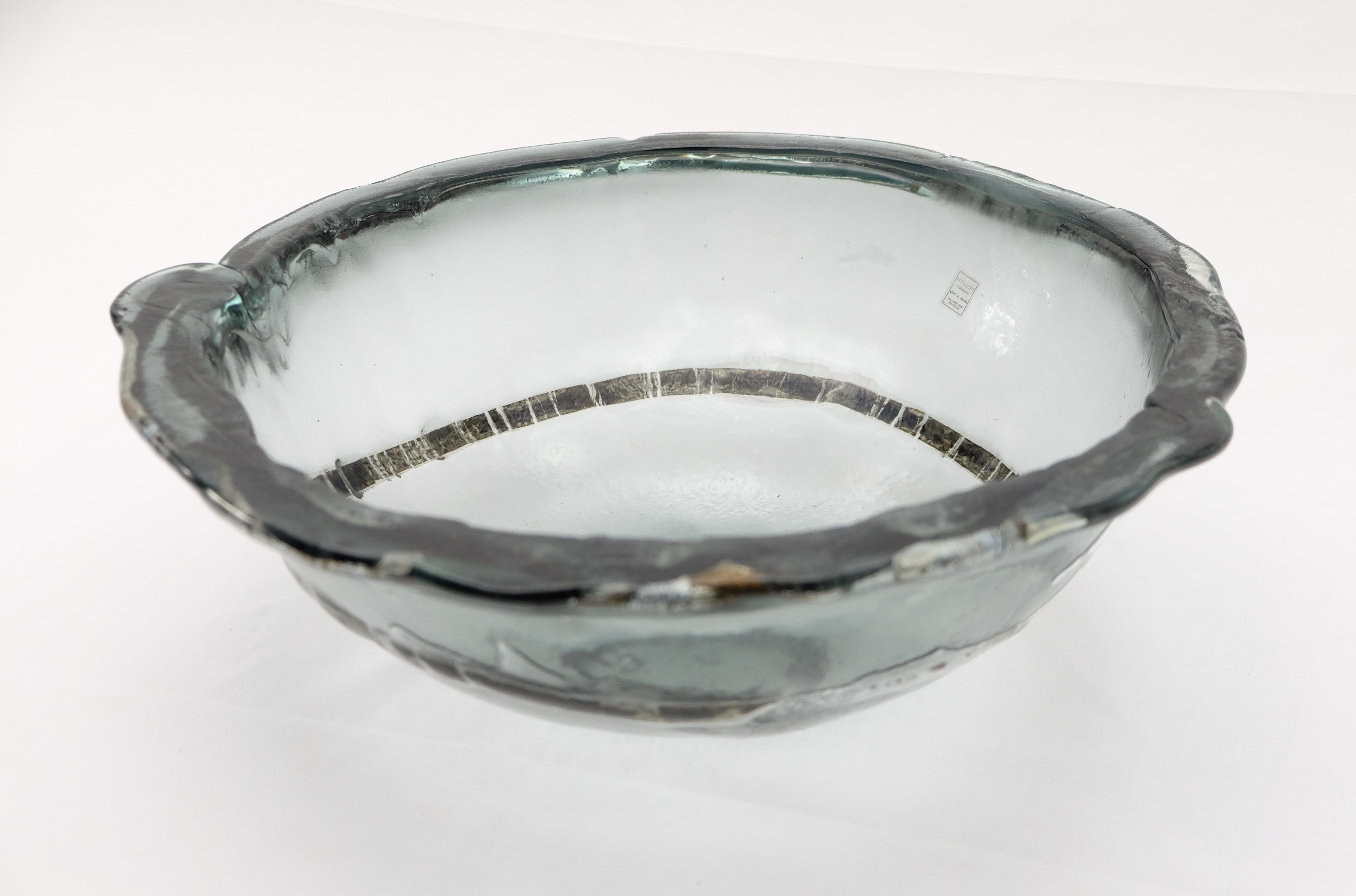 Italian Vetrofuso di Daniela Poletti Silver Leaf Art Glass Bowl One of a Kind For Sale 2